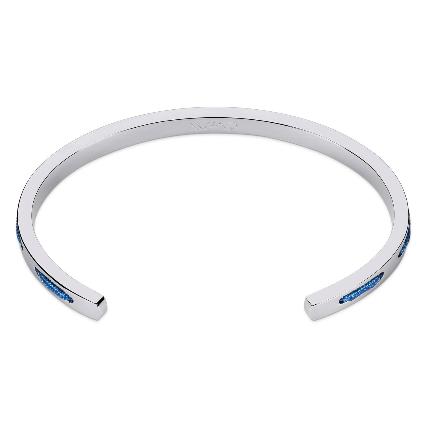 Silver / Denim Blue || Minimalist Silver Men's Cuff Bracelet with Blue Rope Detail