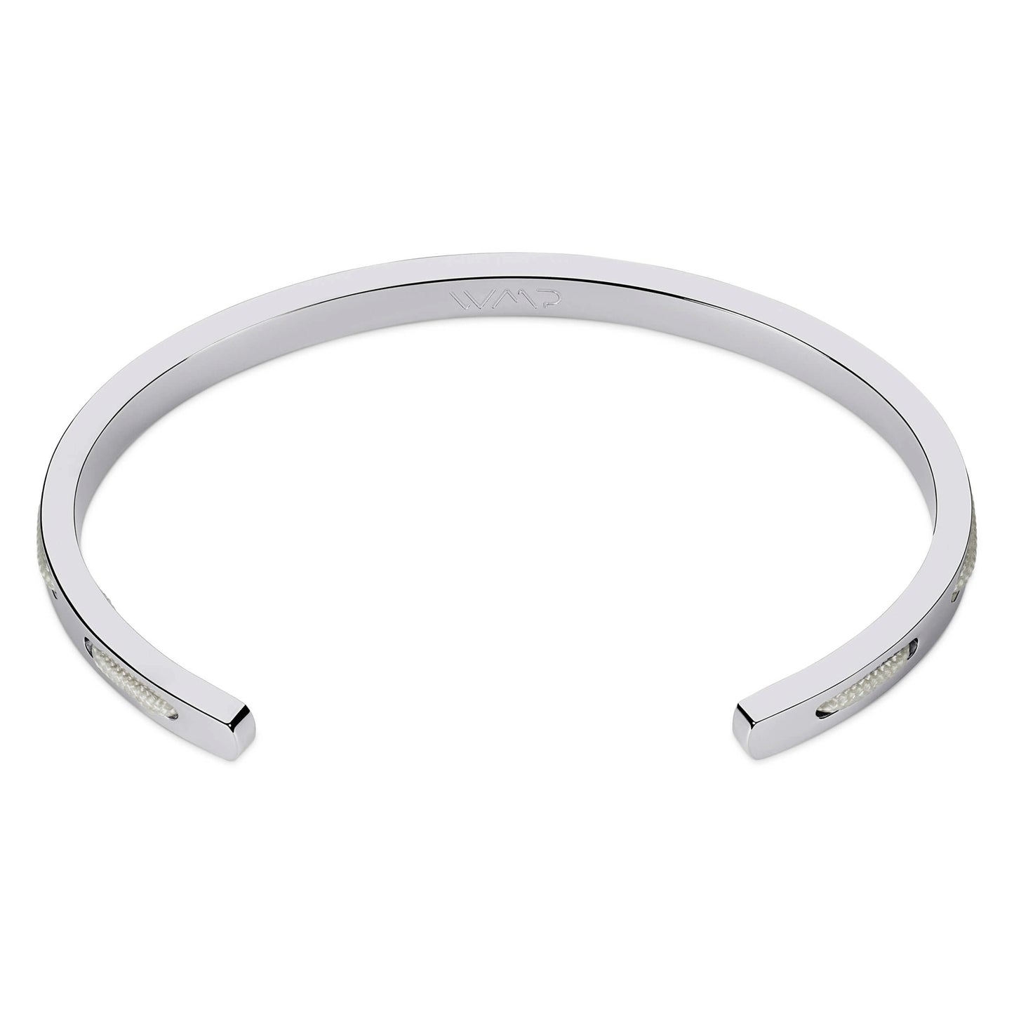 Silver / Stone Grey || Minimalist Silver Men's Cuff Bracelet with Grey Rope Detail