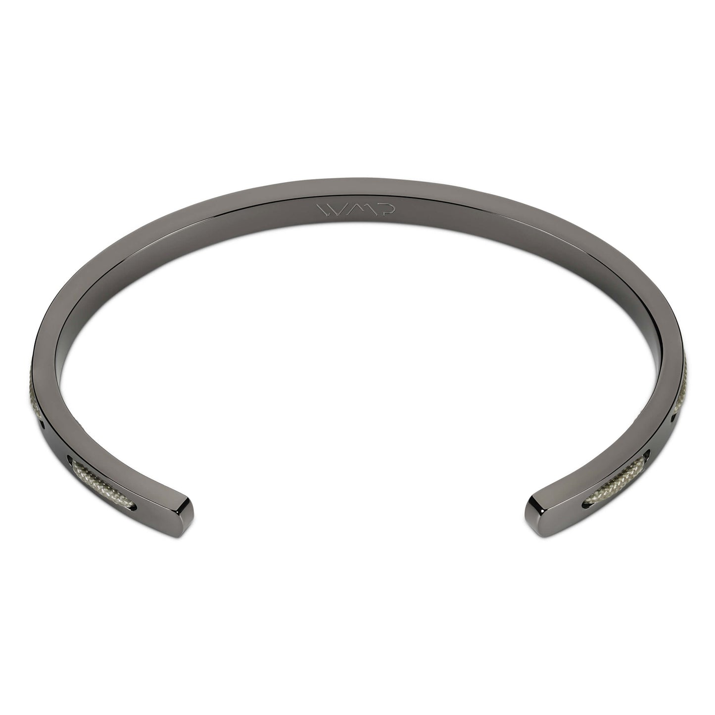 Gunmetal / Olive Green || Minimalist Gunmetal Men's Cuff Bracelet with Green Rope Detail