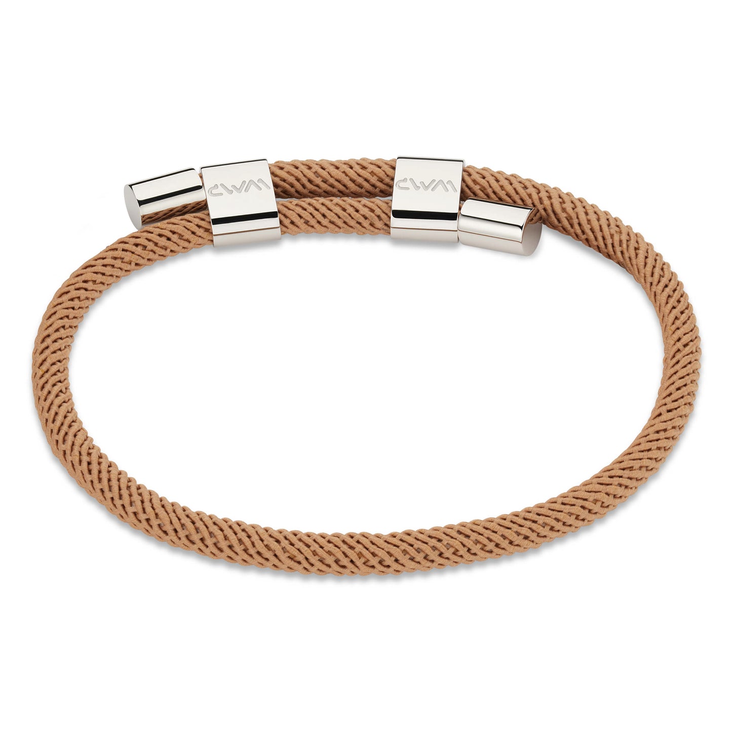 Desert Tan / Silver || Minimalist Silver Men's Bracelet with Brown Rope Adjustable Detail
