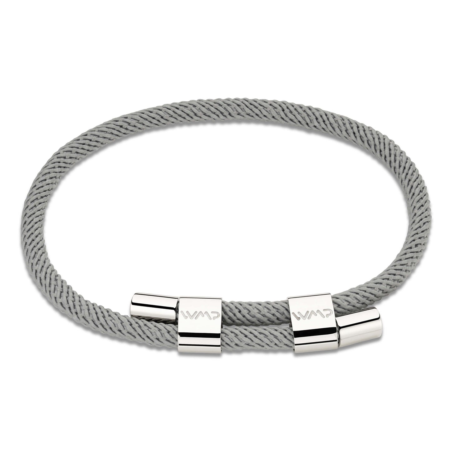 Stone Grey / Silver || Minimalist Silver Men's Bracelet with Grey Rope Adjustable Detail