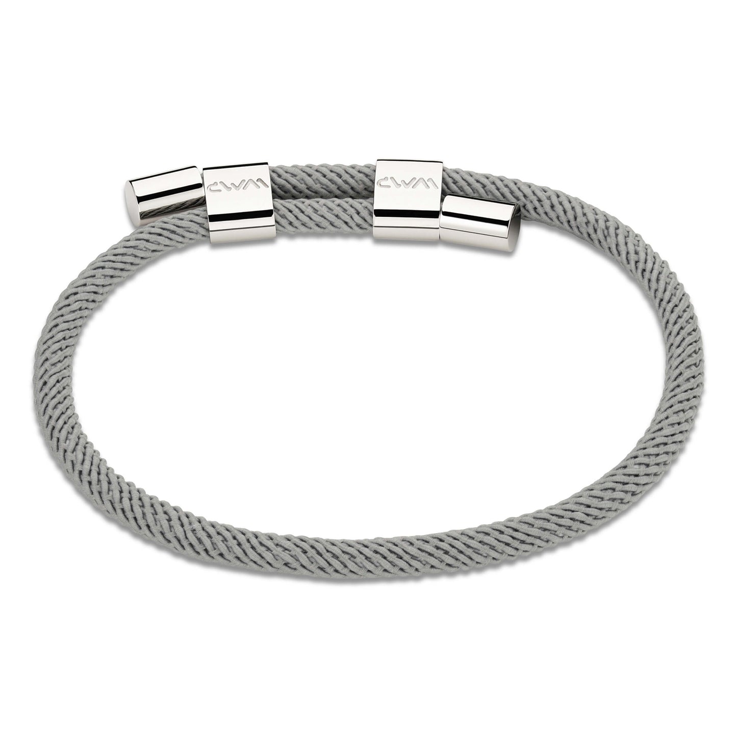Stone Grey / Silver || Minimalist Silver Men's Bracelet with Grey Rope Adjustable Detail