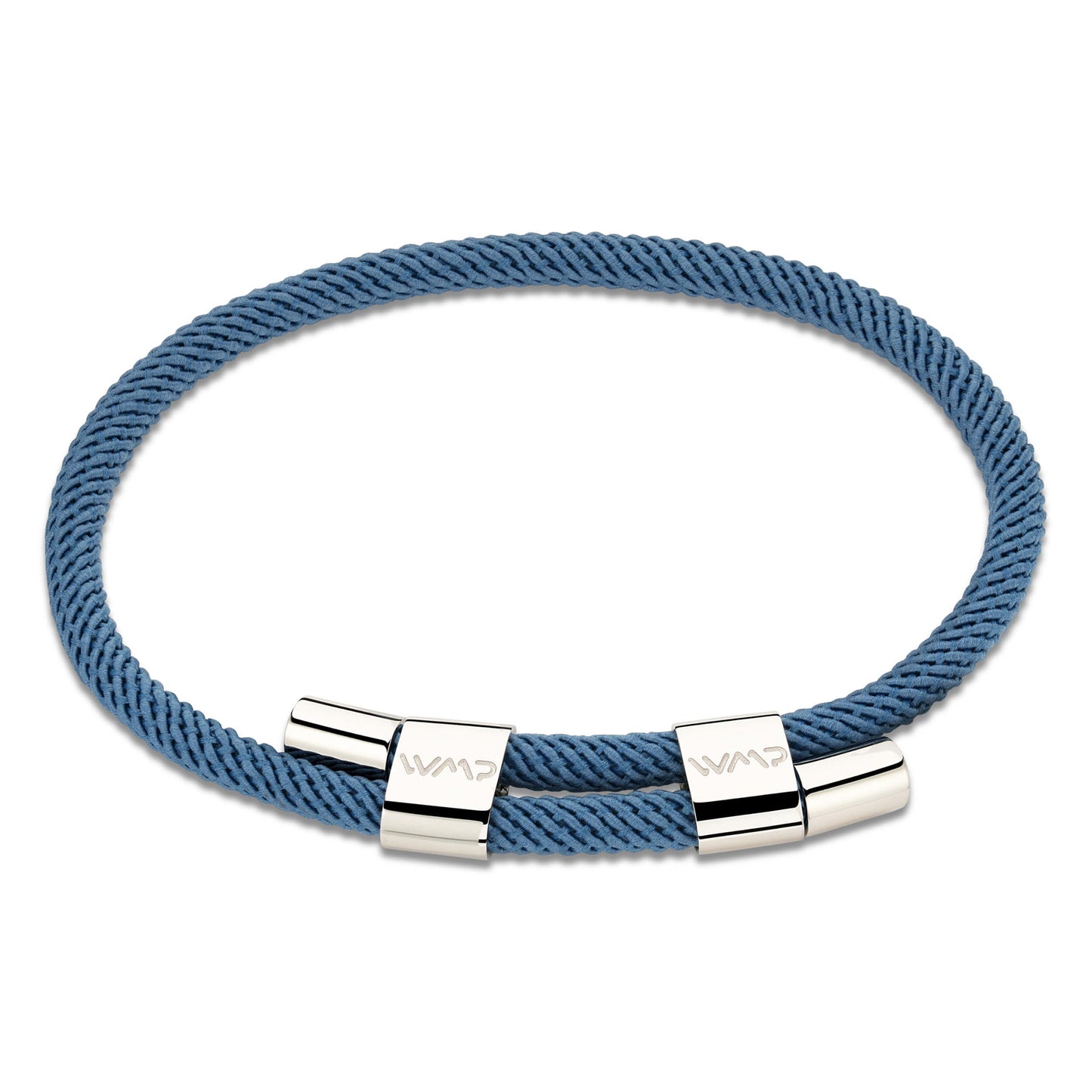 Denim Blue / Silver || Minimalist Silver Men's Bracelet with Blue Rope Adjustable Detail