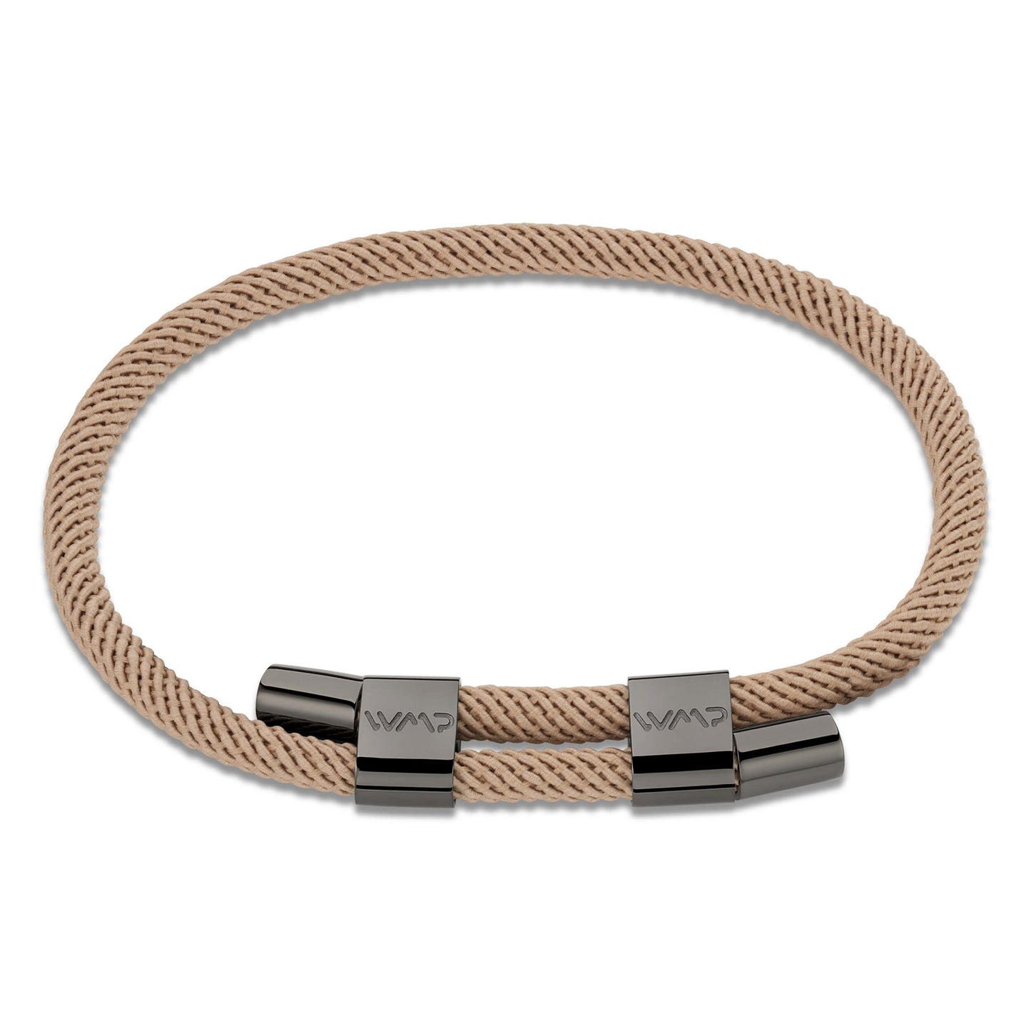 Sand / Gunmetal || Adjustable Water Resistant Men's Beige Rope Bracelet with Gunmetal Details