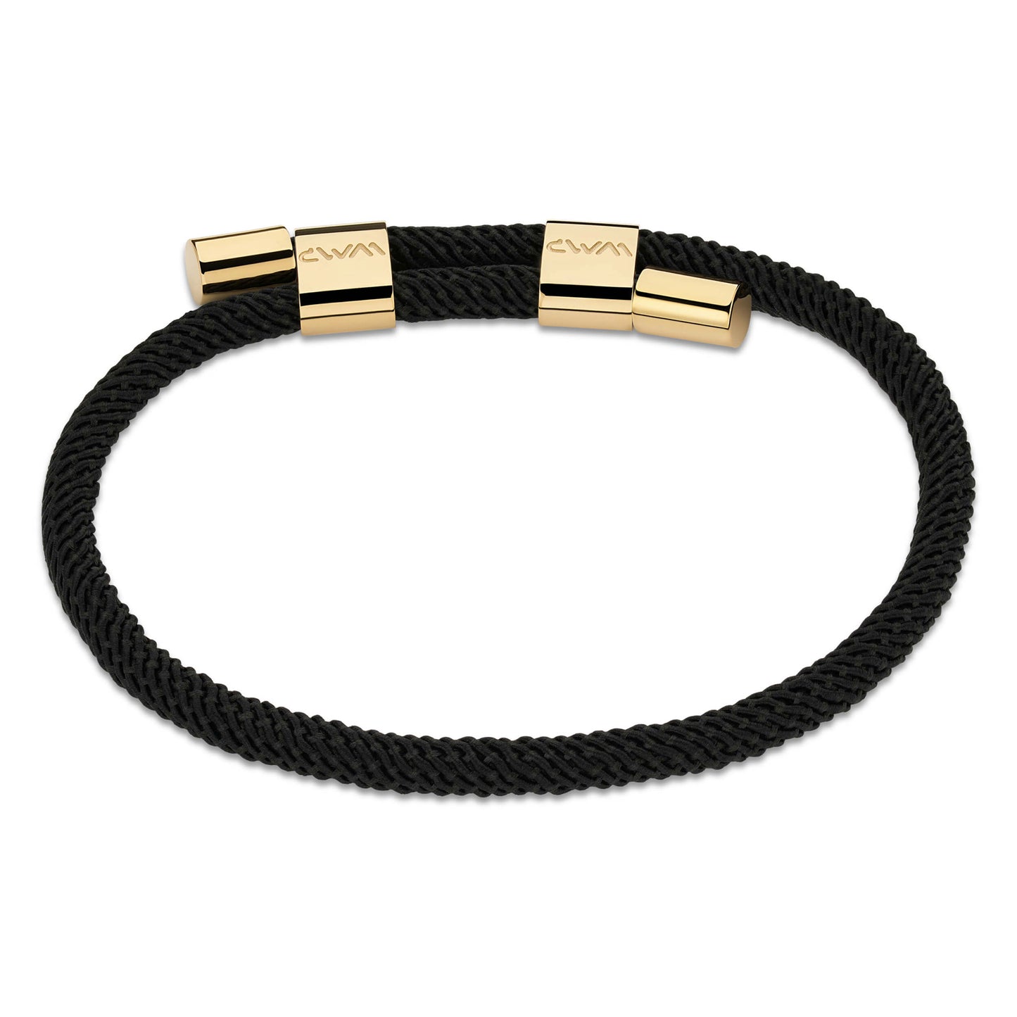 Onyx Black / Gold || Minimalist Gold Men's Bracelet with Black Rope Adjustable Detail