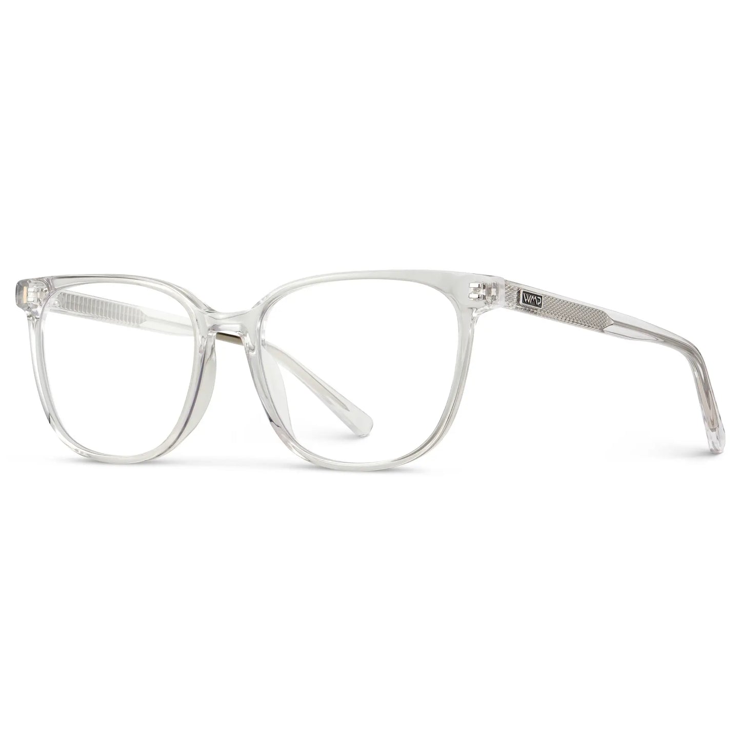Clear || Women's Rectangular Blue Light Blocking Glasses with a Clear Acetate Frame and Clear Lens