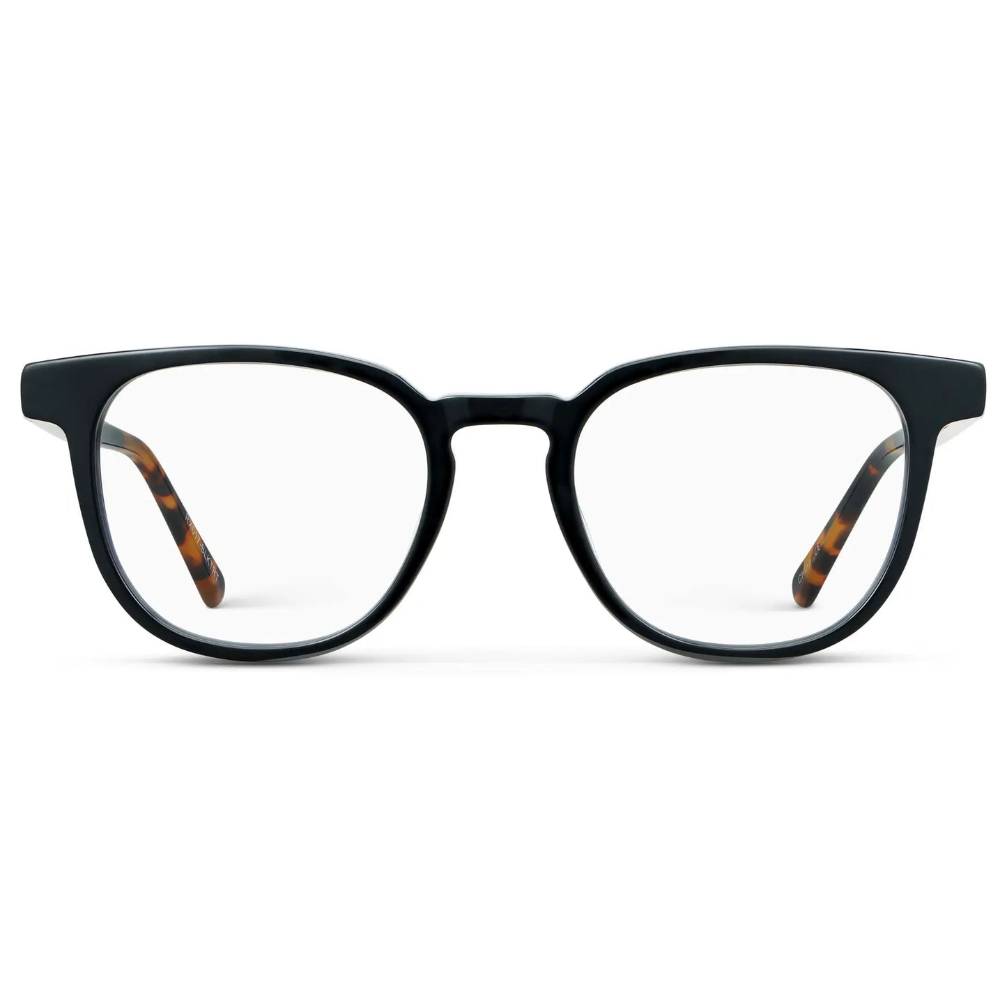 Black Autumn Tortoise || Men's Square Eyeglasses with Black Autumn Tortoise Acetate Frame and Clear Prescription Lens on a white background