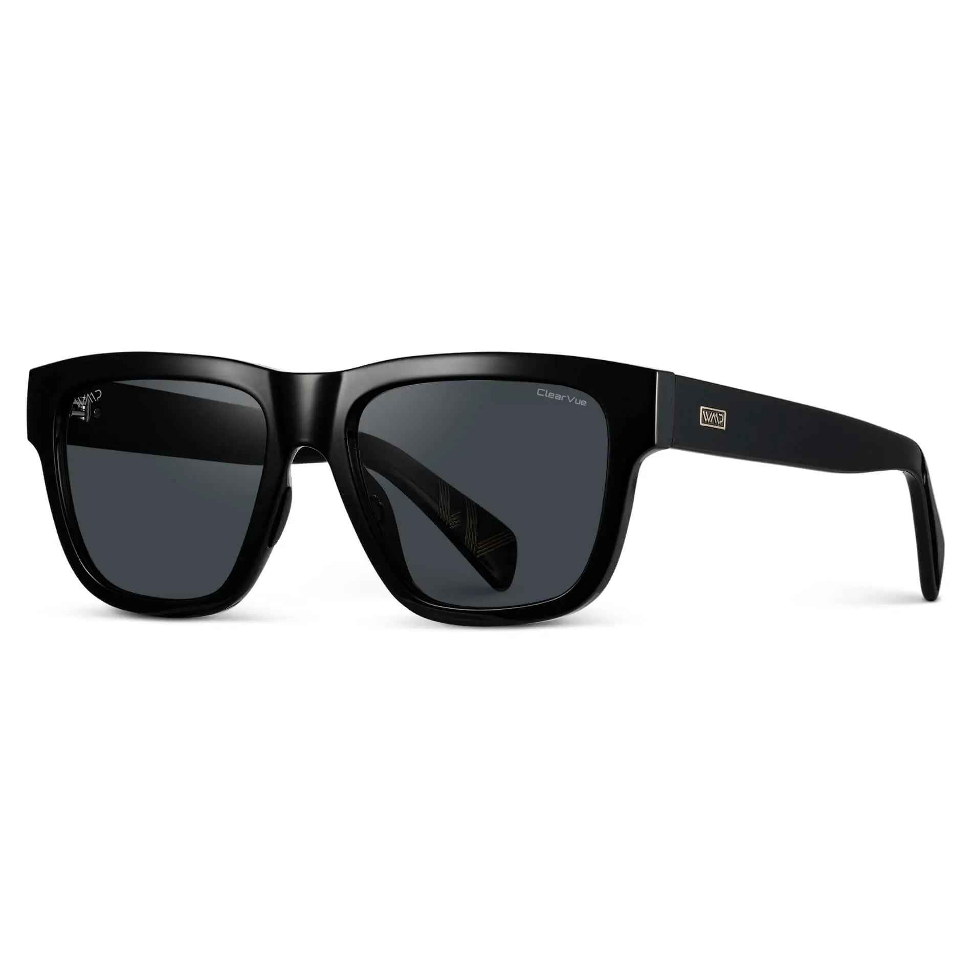 Black / Black Lens || Black Square Frame Sunglasses with Black Polarized Lenses