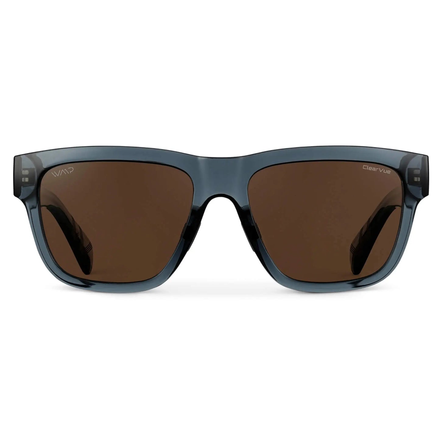 Crystal Navy Dusk / Brown Lens || Blue Square Frame Sunglasses with Brown Polarized Lenses
