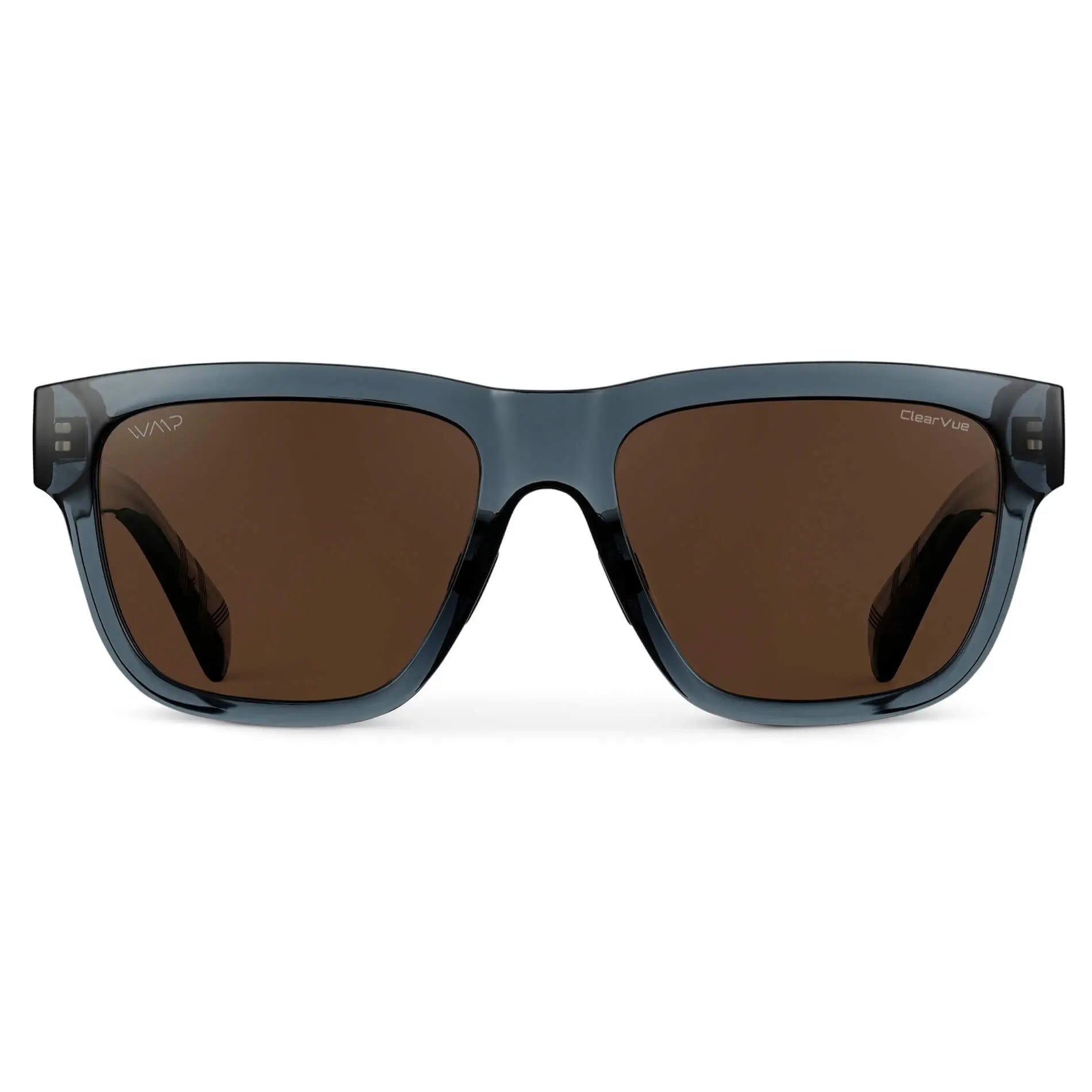 Crystal Navy Dusk / Brown Lens || Blue Square Frame Sunglasses with Brown Polarized Lenses