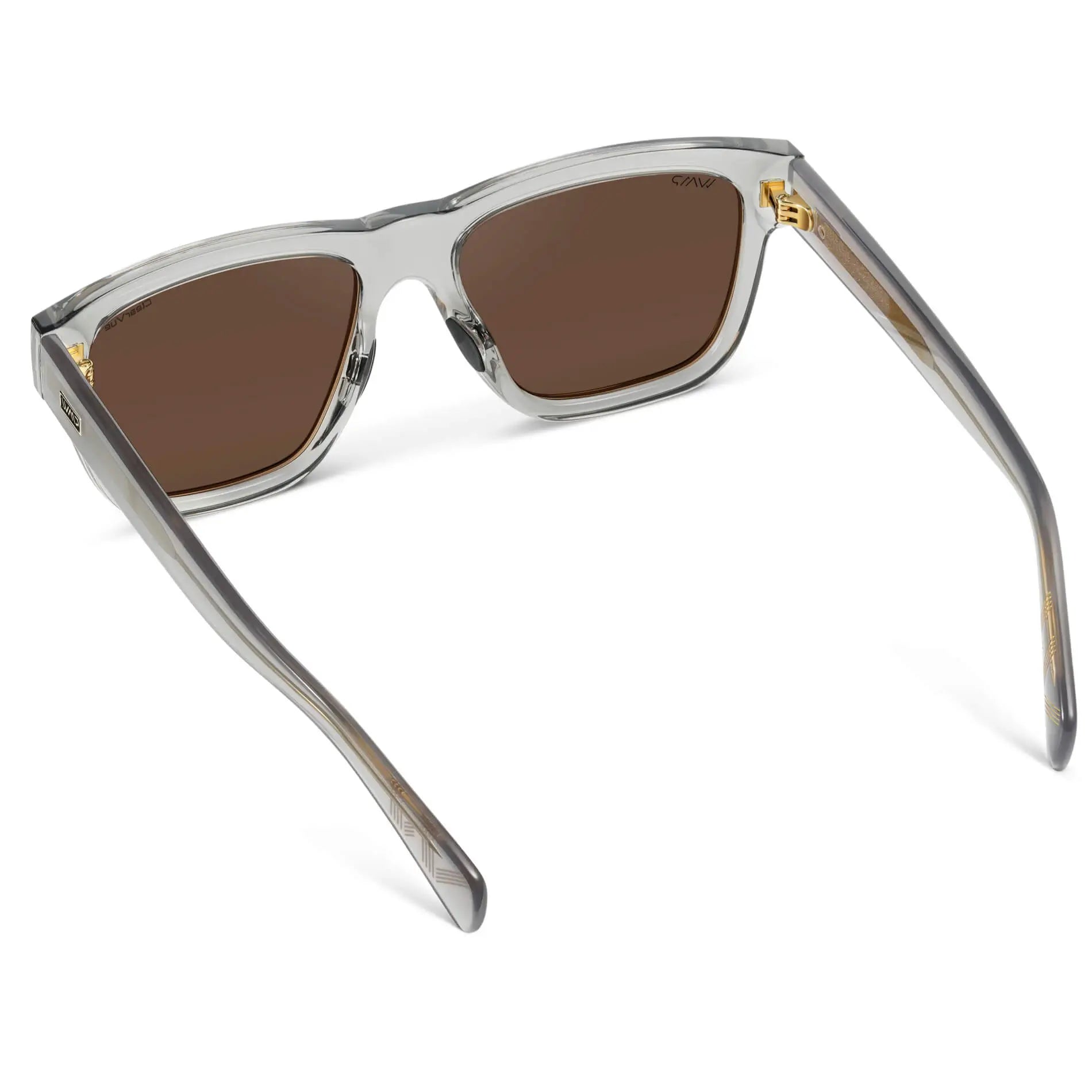 Crystal Grey / Brown Lens || Grey Square Frame Sunglasses with Brown Polarized Lenses