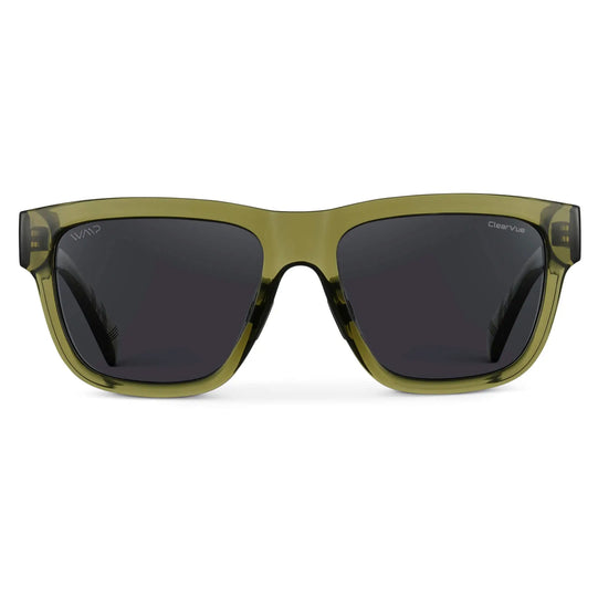 Crystal Saguaro Green / Black Lens || Green Square Frame Sunglasses with Black Polarized Lenses