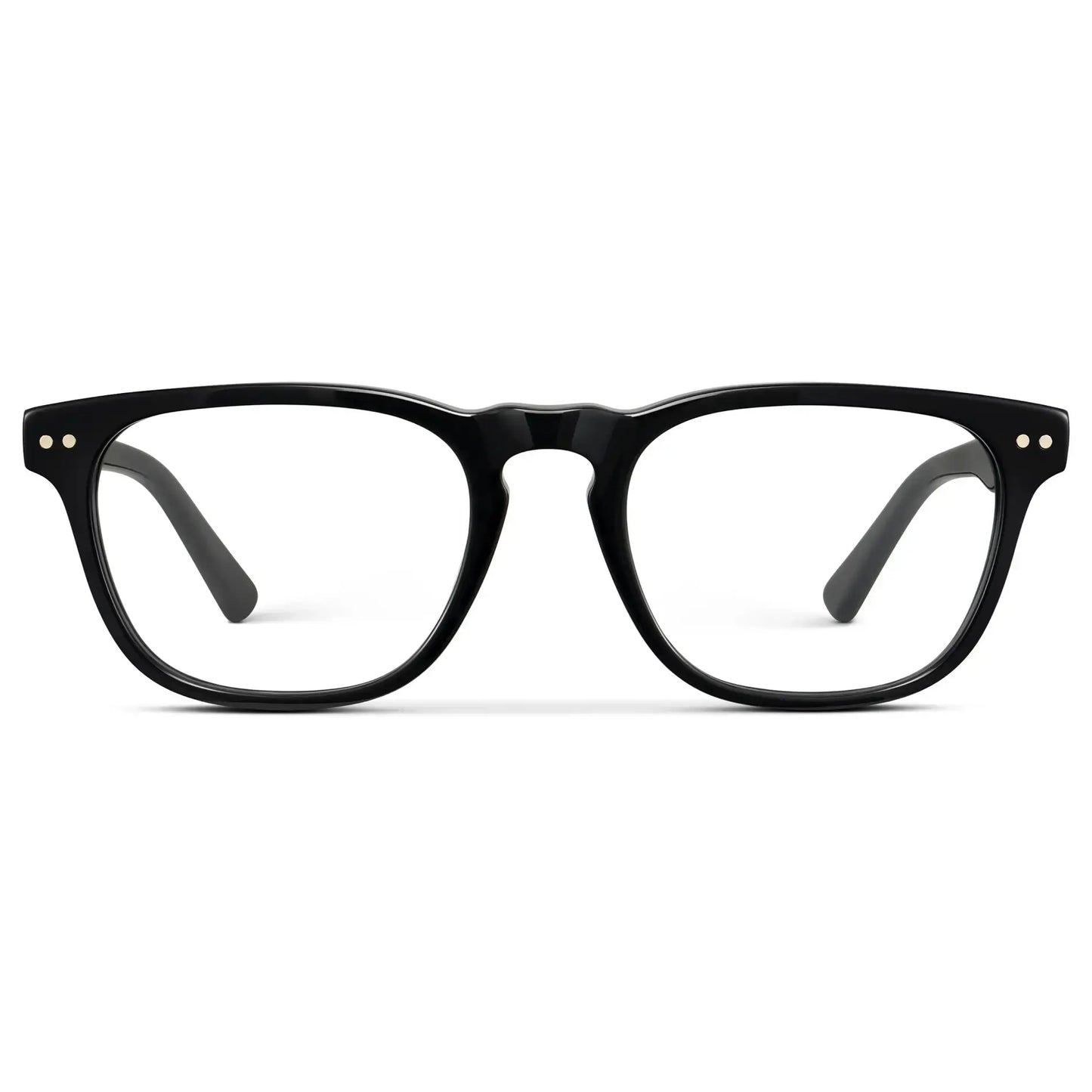 Black || Men's Rectangular Prescription Glasses with Black Acetate Frame and Clear Lens