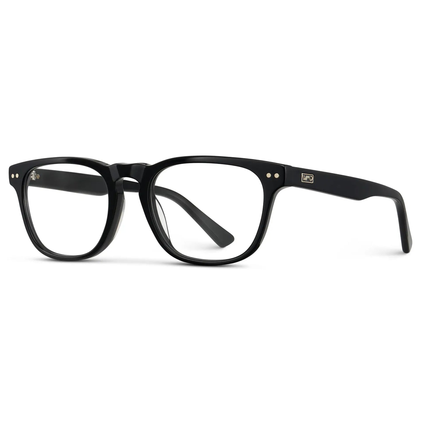 Black || Men's Rectangular Blue Light Blocking Glasses with Black Acetate Frame and Clear Lens