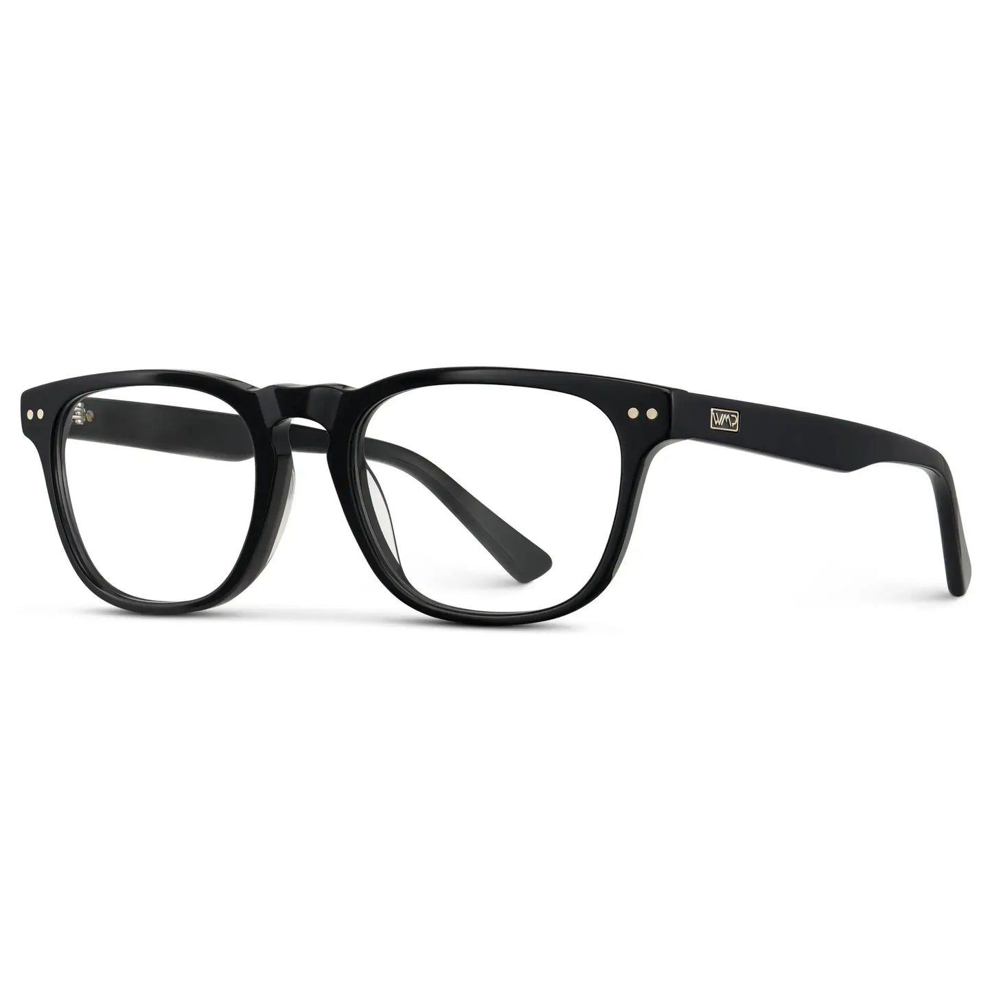 Black || Men's Rectangular Prescription Glasses with Black Acetate Frame and Clear Lens