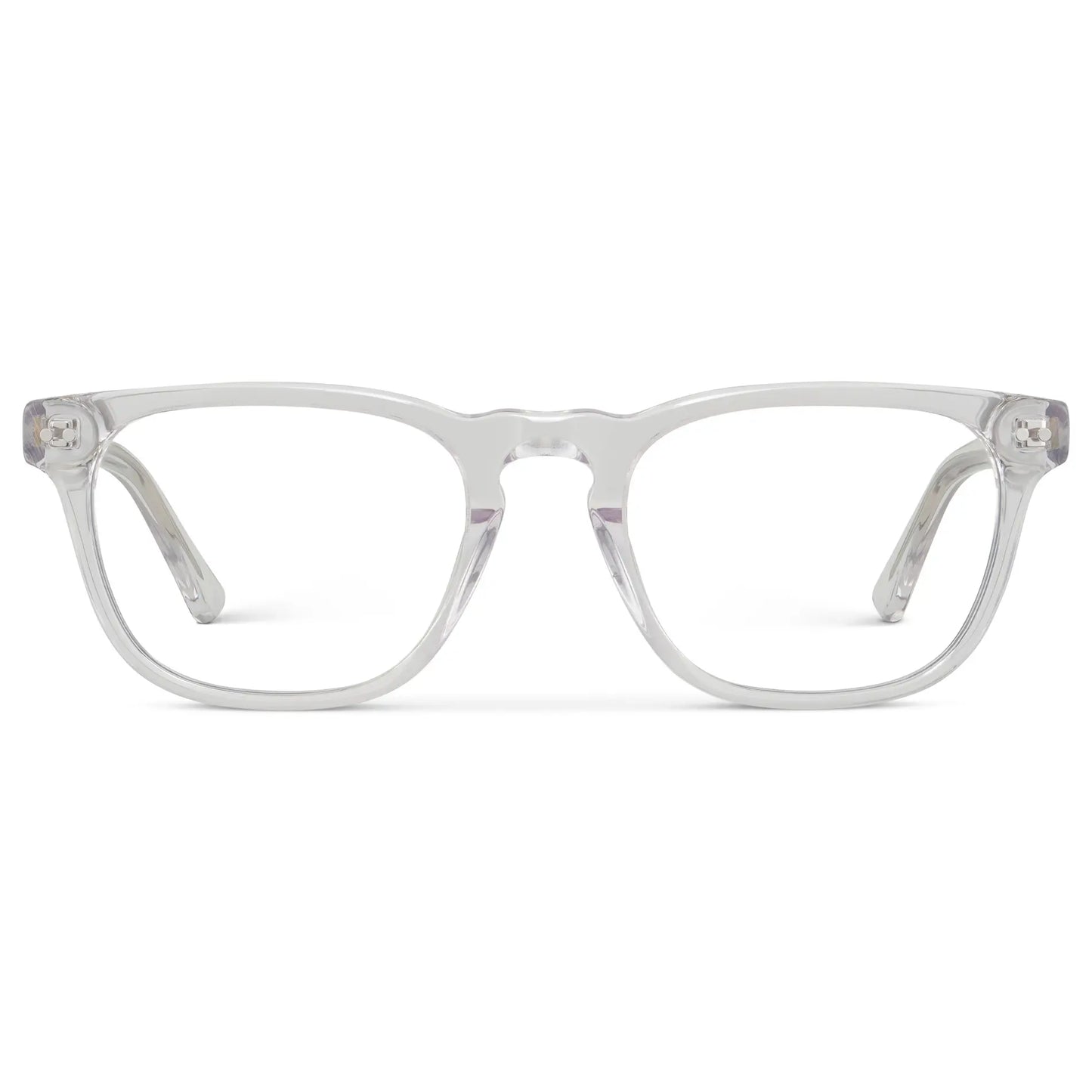 Clear || Men's Rectangular Blue Light Blocking Glasses with Clear Acetate Frame and Clear Lens