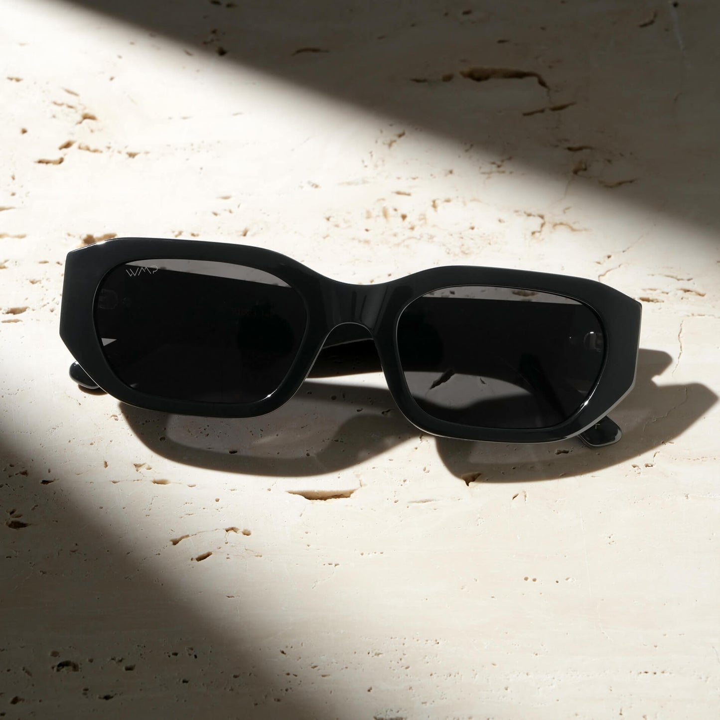 Black / Triple Black Lens || Women's Rectangular Cateye Sunglasses with Black Acetate Frame and Triple Black Polarized Lens