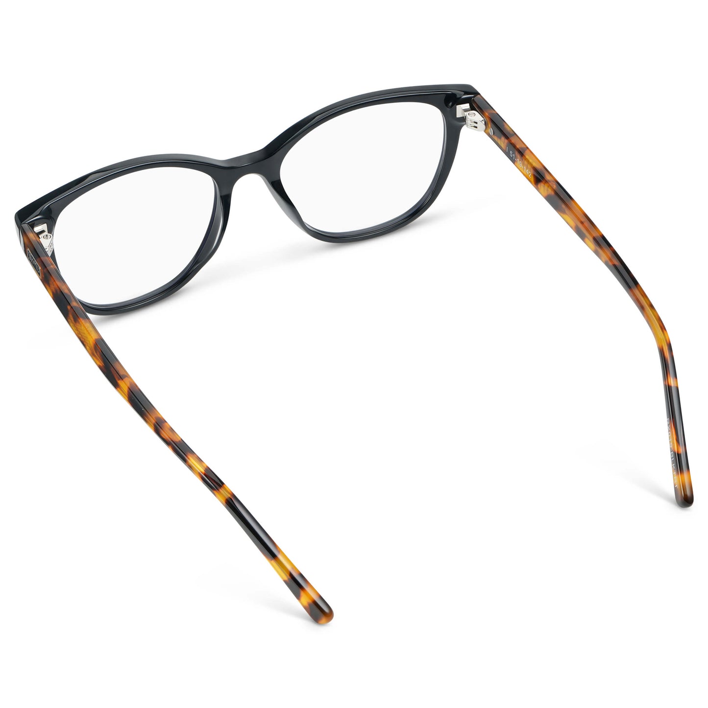 Black Autumn Tortoise || Women's Cat-Eye Eyeglasses with Black Autumn Tortoise Acetate Frame and Clear Prescription Lens