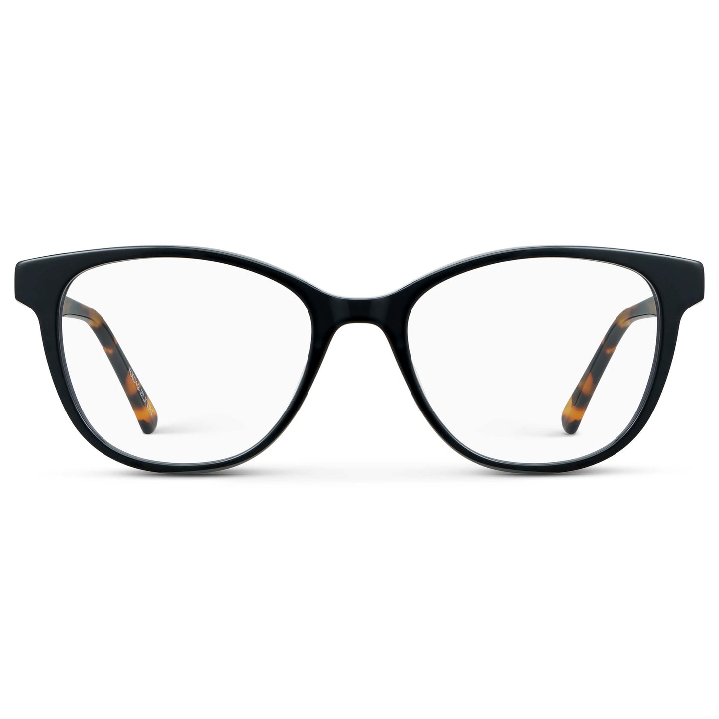 Black Autumn Tortoise || Women's Cat-Eye Eyeglasses with Black Autumn Tortoise Acetate Frame and Clear Prescription Lens