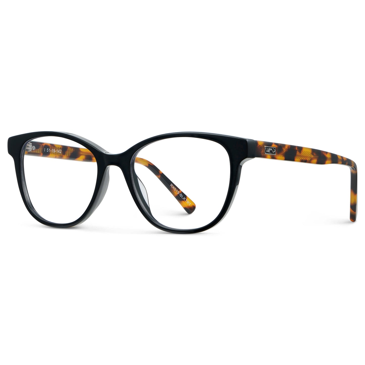 Black Autumn Tortoise || Women's Cat-Eye Eyeglasses with Black Autumn Tortoise Acetate Frame and Clear Prescription Lens