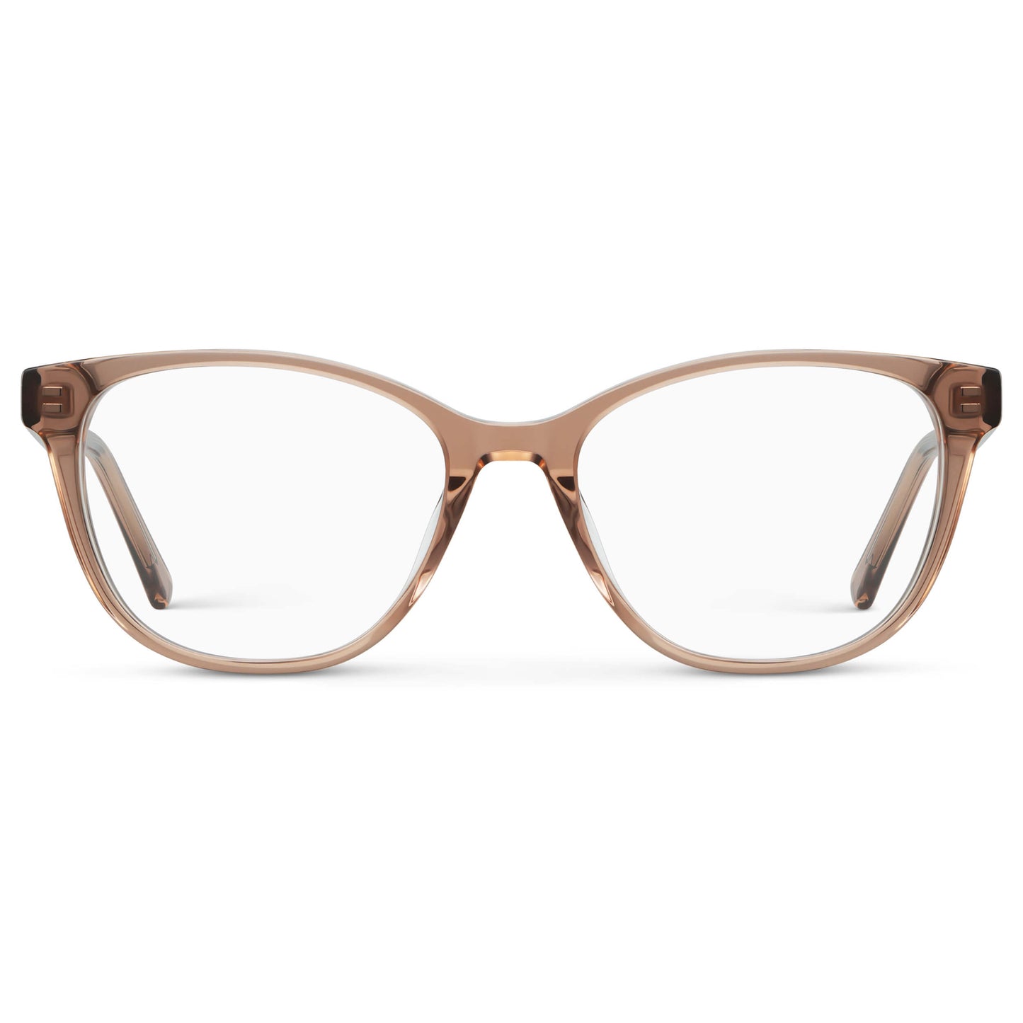Light Brown || Women's Cat-Eye Eyeglasses with Light Brown Acetate Frame and Clear Prescription Lens