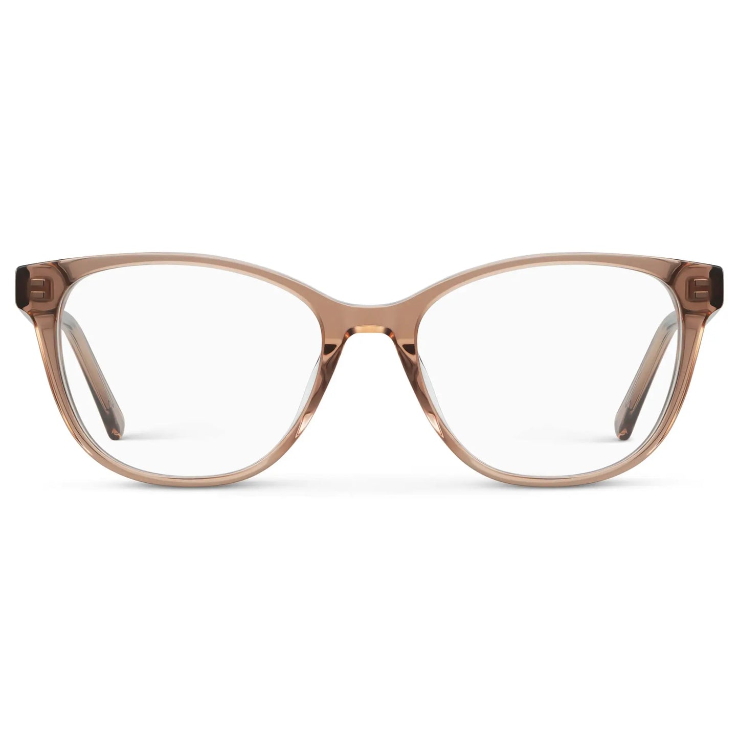 Light Brown || Women's Cat-Eye Eyeglasses with Light Brown Acetate Frame and Clear Prescription Lens on a white background