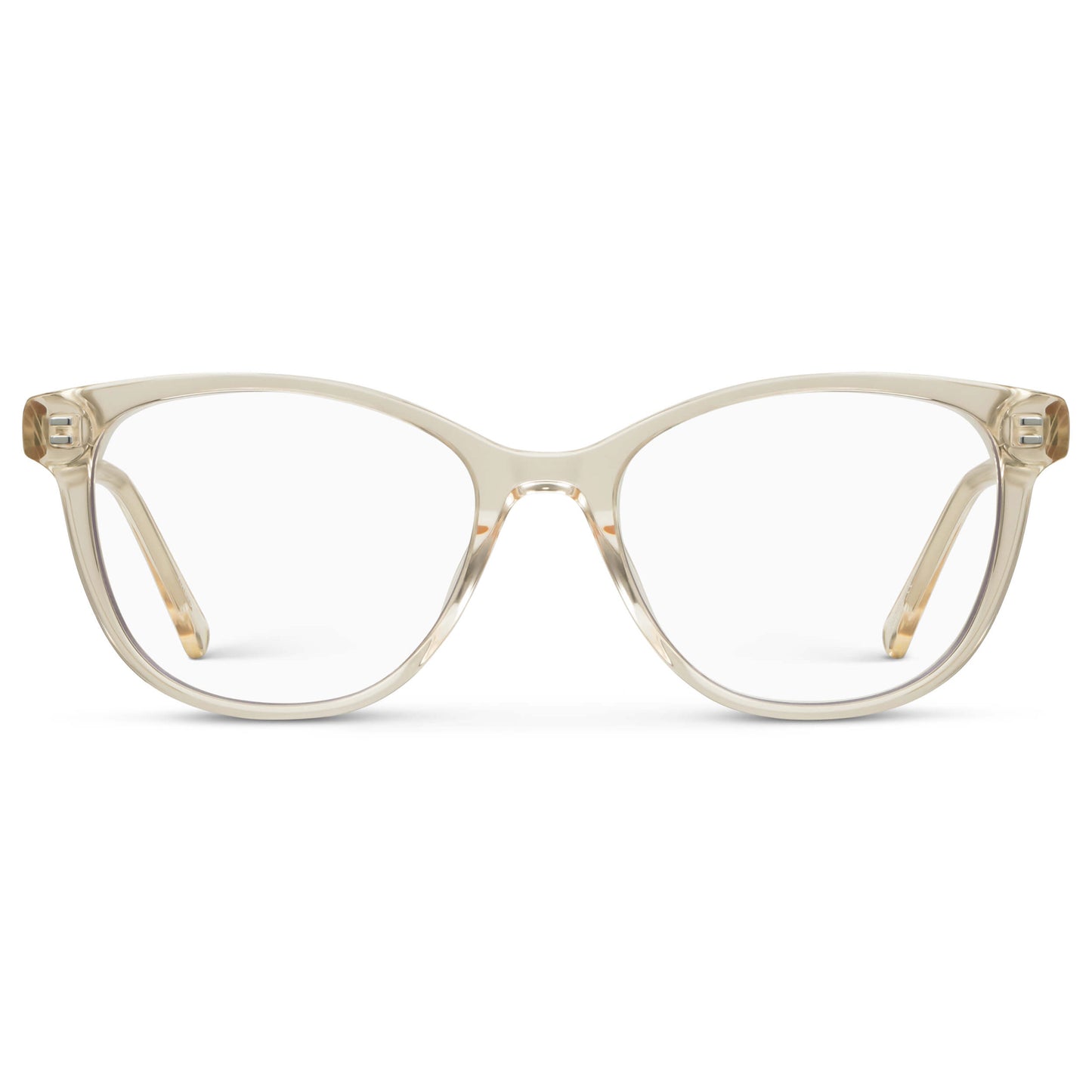 Light Yellow || Women's Cat-Eye Eyeglasses with Light Yellow Acetate Frame and Clear Prescription Lens