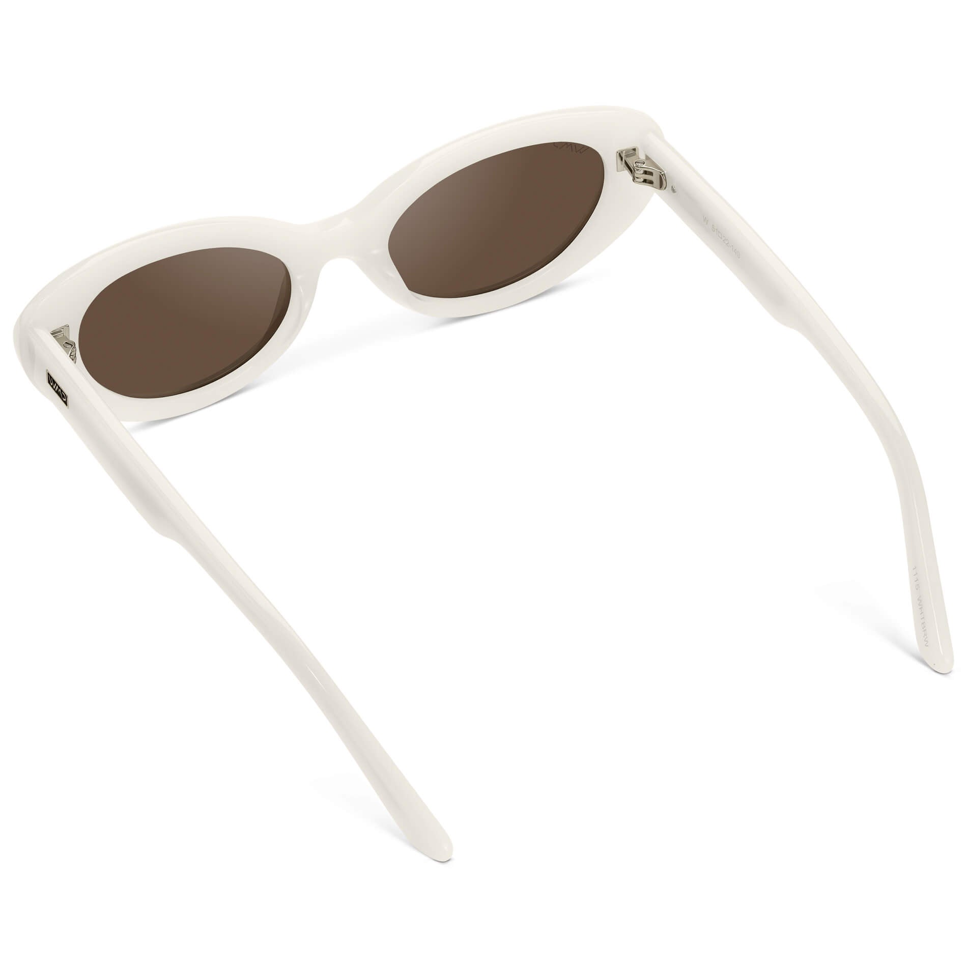 Pearl White / Brown Lens || Women's polarized rounded cat-eye sunglasses with Pearl White Acetate Frame and Brown Lens