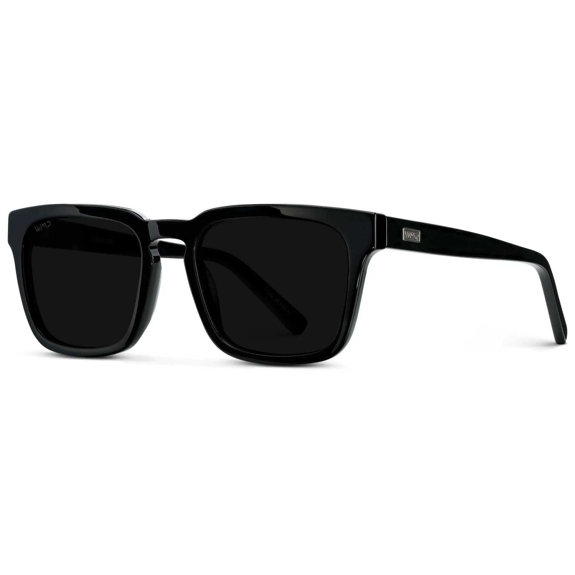 Black / Triple Black Lens || Men's Sleek Square Sunglasses with Black Acetate Frame and Triple Black Polarized Lens