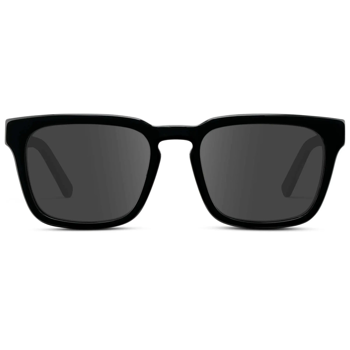 Black / Grey || Men's Sleek Square Prescription Sunglasses with Black Acetate Frame and Grey Prescription Lens