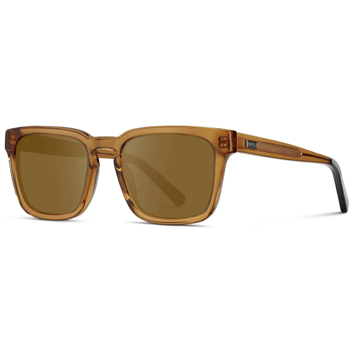 Crystal Brown / Amber || Men's Sleek Square Prescription Sunglasses with Crystal Brown Acetate Frame and Amber Prescription Lens