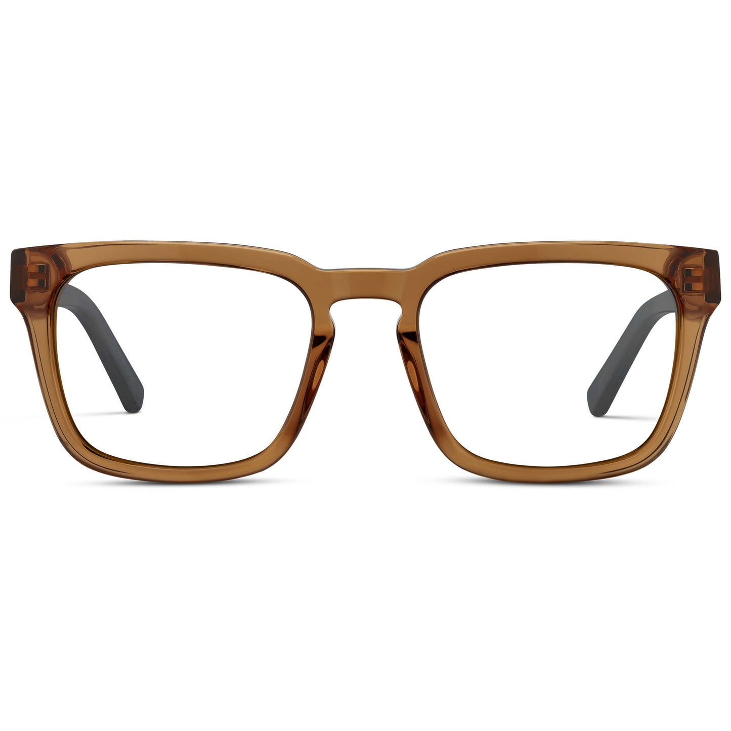Crystal Brown || Men's Sleek Square Eyeglasses with Crystal Brown Acetate Frame and Clear Prescription Lens