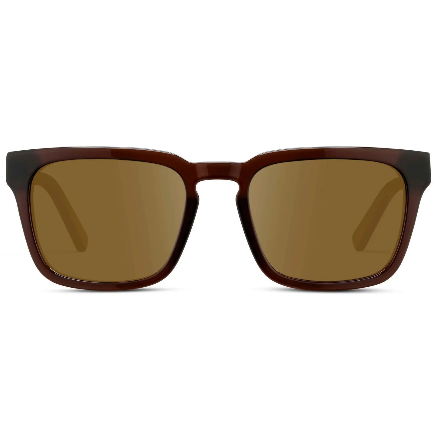 Burnt Cedar Brown / Amber || Men's Sleek Square Prescription Sunglasses with Burnt Cedar Brown Acetate Frame and Amber Prescription Lens