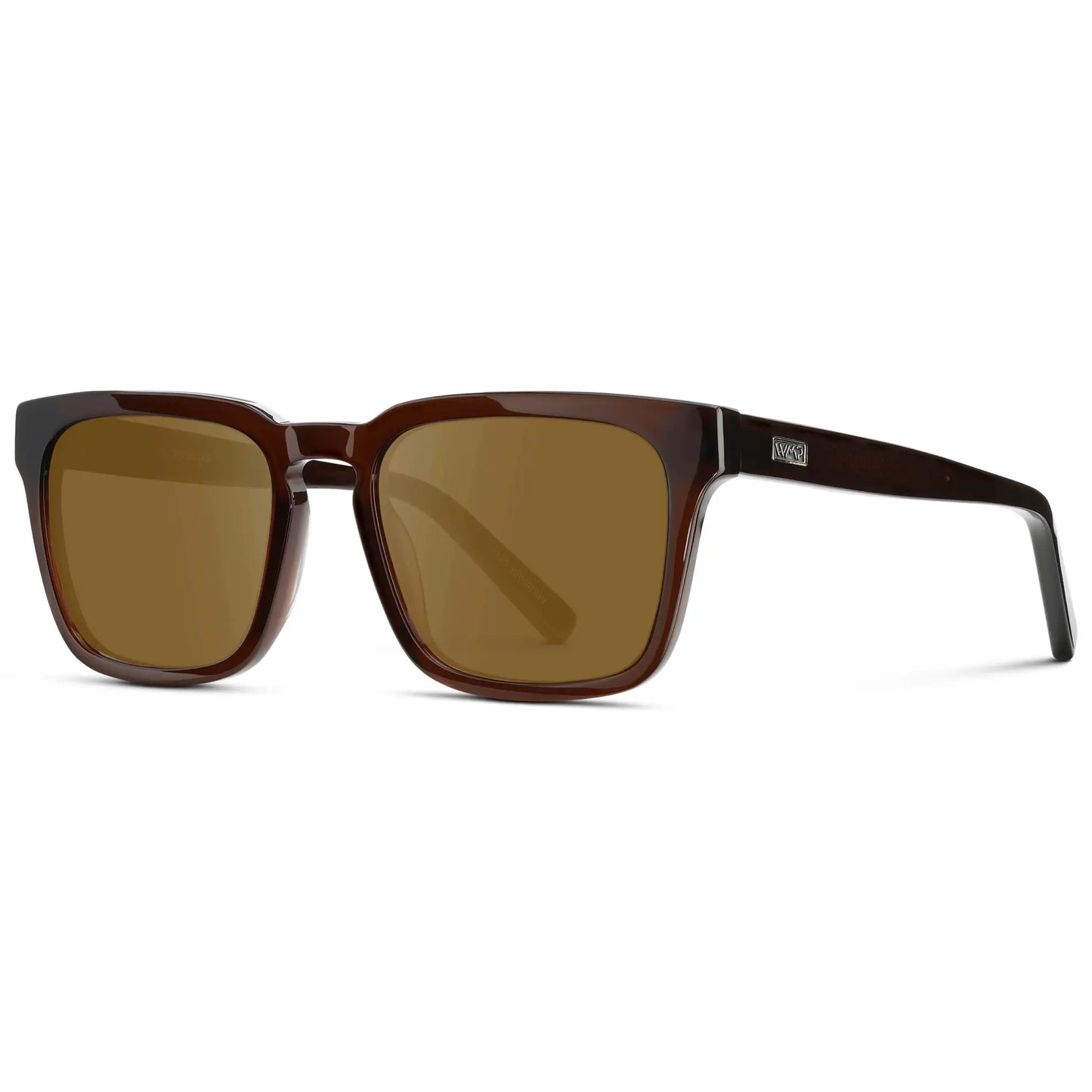 Burnt Cedar Brown / Amber || Men's Sleek Square Prescription Sunglasses with Burnt Cedar Brown Acetate Frame and Amber Prescription Lens