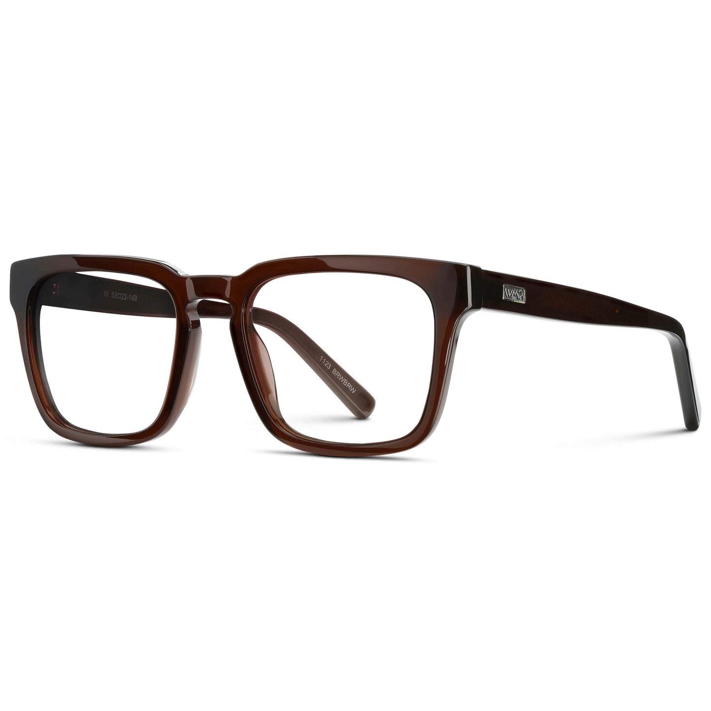Burnt Cedar Brown || Men's Sleek Square Eyeglasses with Burnt Cedar Brown Acetate Frame and Clear Prescription Lens