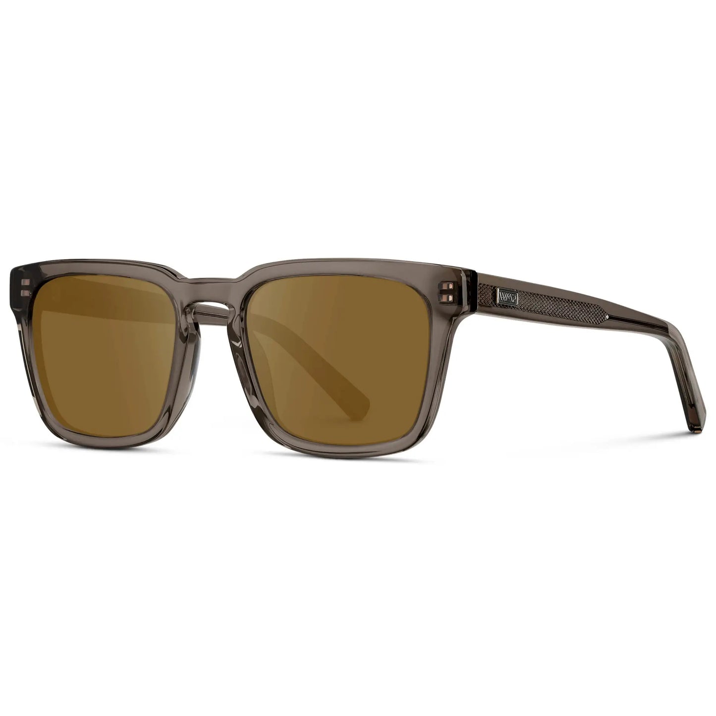 Crystal Gunmetal / Amber || Men's Sleek Square Prescription Sunglasses with Crystal Gunmetal Acetate Frame and Amber Prescription Lens