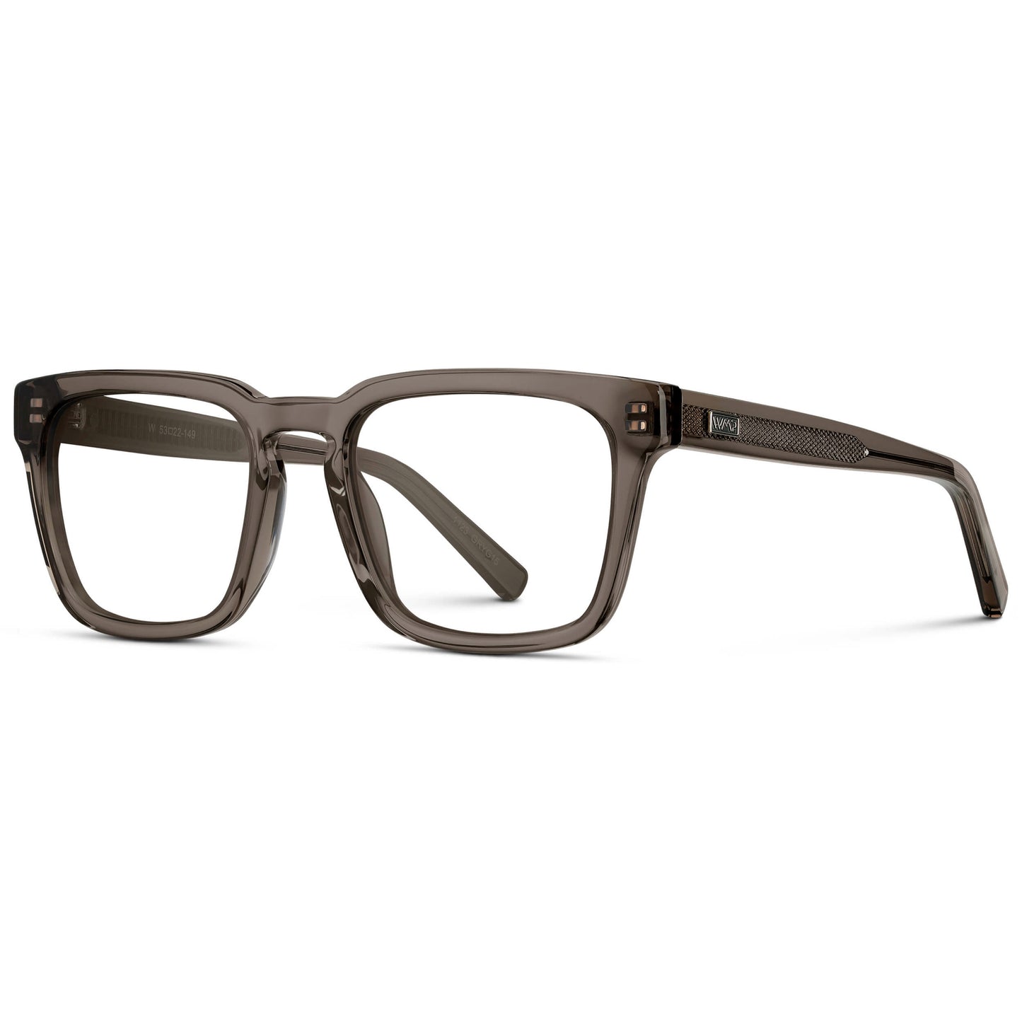 Crystal Gunmetal || Men's Sleek Square Eyeglasses with Crystal Gunmetal Acetate Frame and Clear Prescription Lens