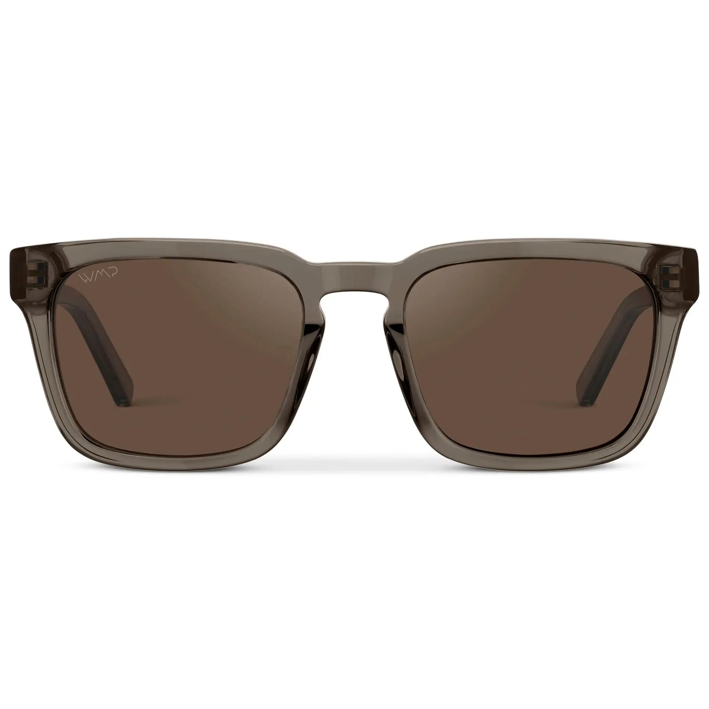 Crystal Gunmetal / Brown Lens || Men's Sleek Square Sunglasses with Crystal Gunmetal Acetate Frame and Brown Polarized Lens
