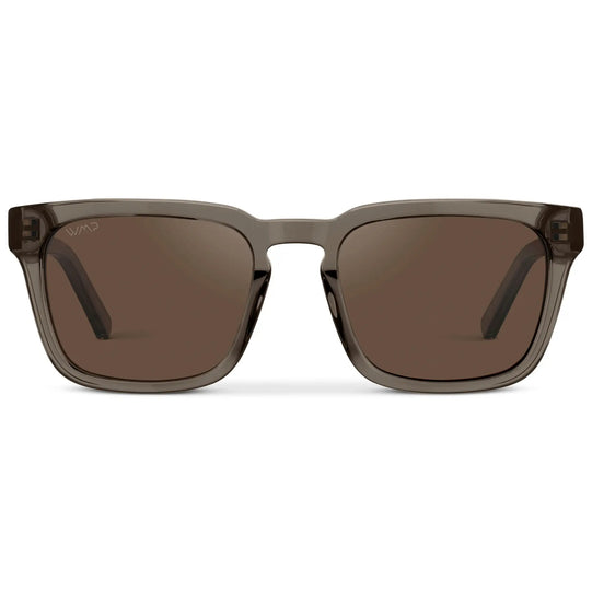 Crystal Gunmetal / Brown Lens || Men's Sleek Square Sunglasses with Crystal Gunmetal Acetate Frame and Brown Polarized Lens