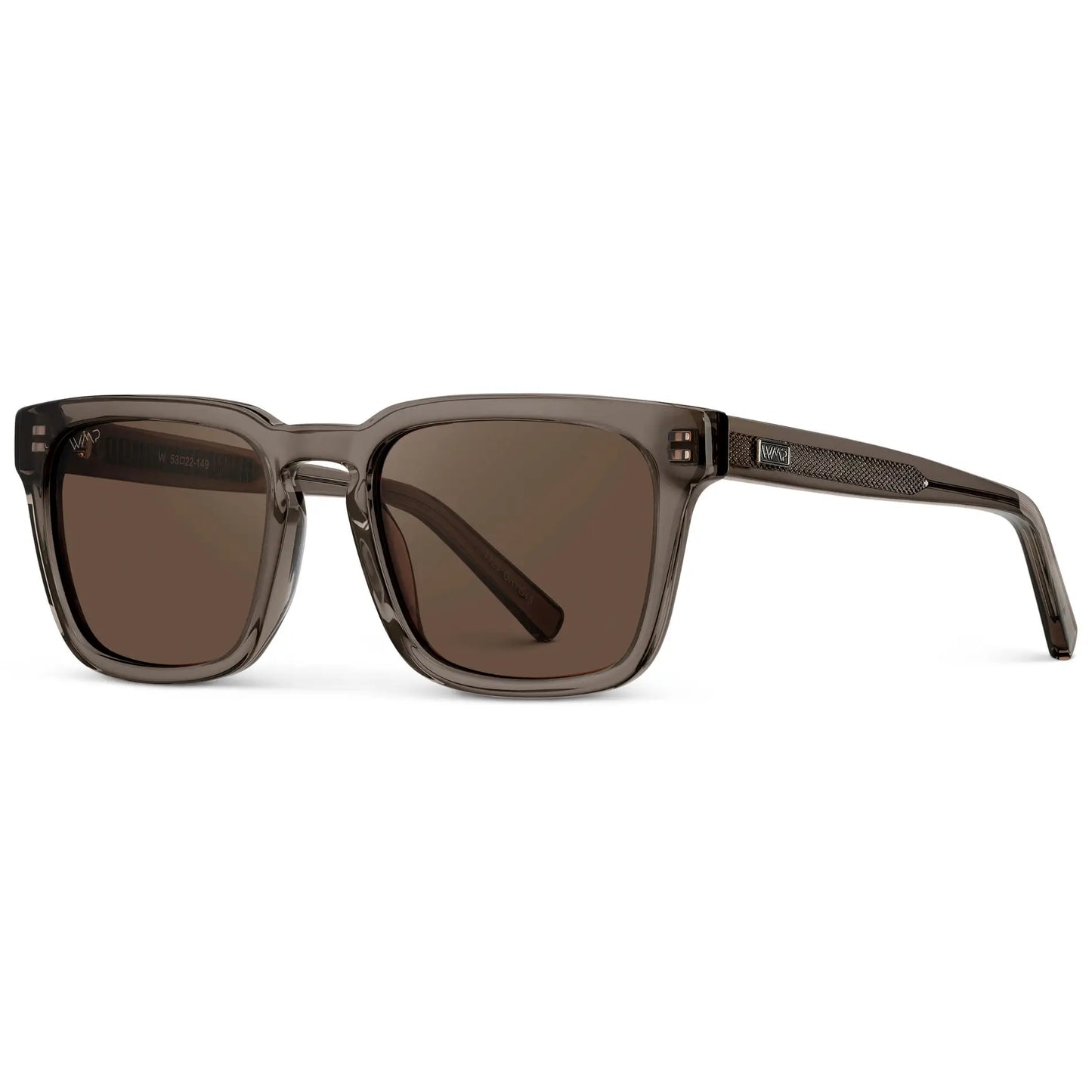 Crystal Gunmetal / Brown Lens || Men's Sleek Square Sunglasses with Crystal Gunmetal Acetate Frame and Brown Polarized Lens