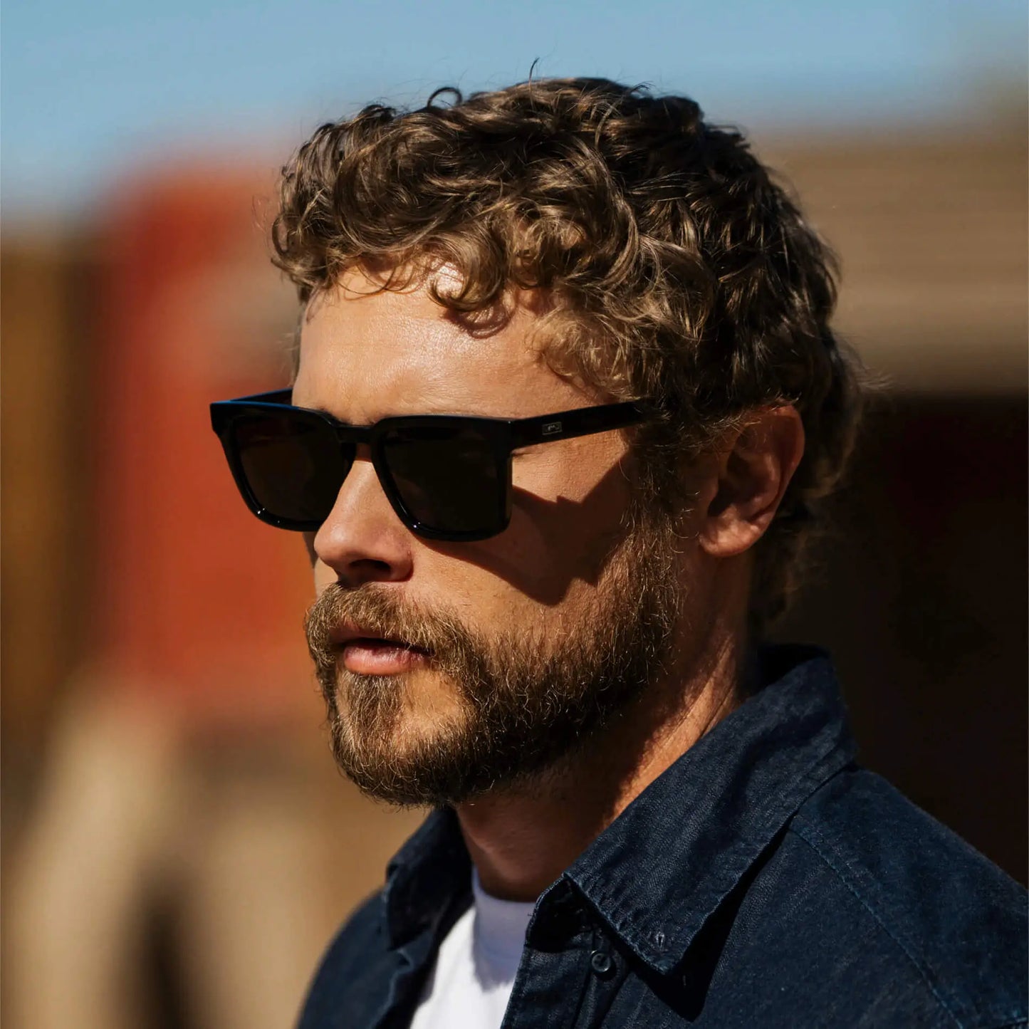 Black / Triple Black Lens || Men's Sleek Square Sunglasses with Black Acetate Frame and Triple Black Polarized Lens