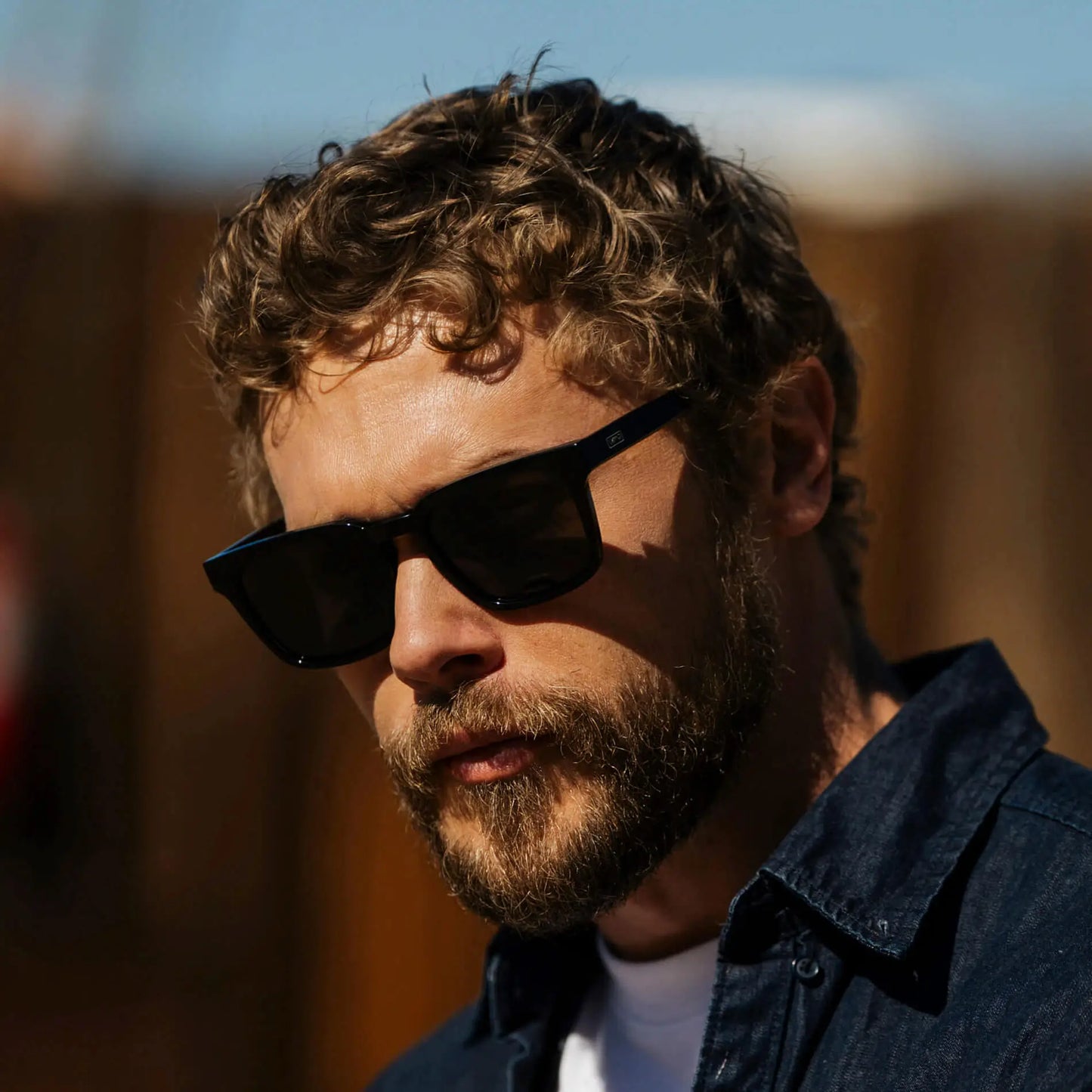 Black / Triple Black Lens || Men's Sleek Square Sunglasses with Black Acetate Frame and Triple Black Polarized Lens