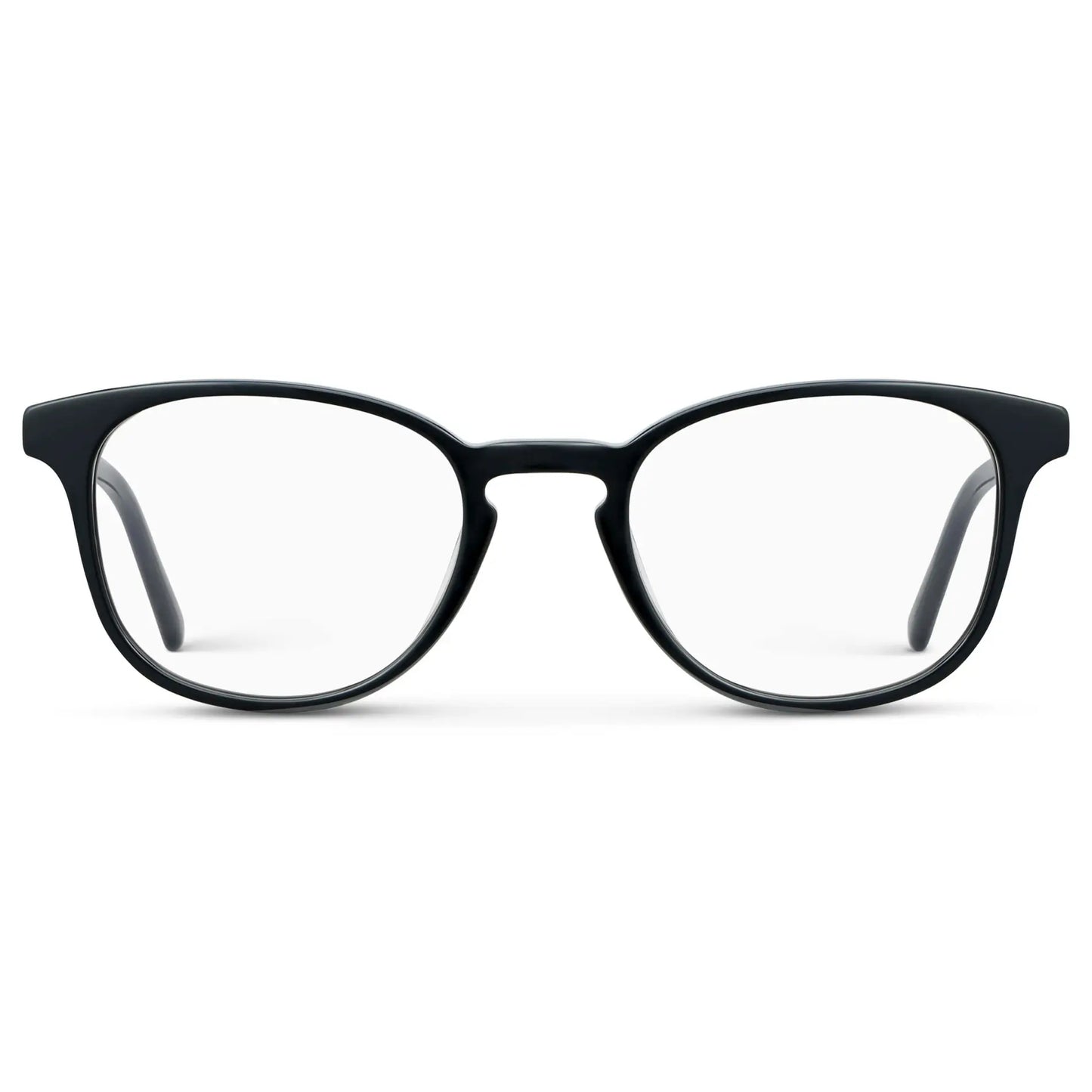 Black || Unisex Square Eyeglasses with Black Acetate Frame and Clear Prescription Lens on a white background