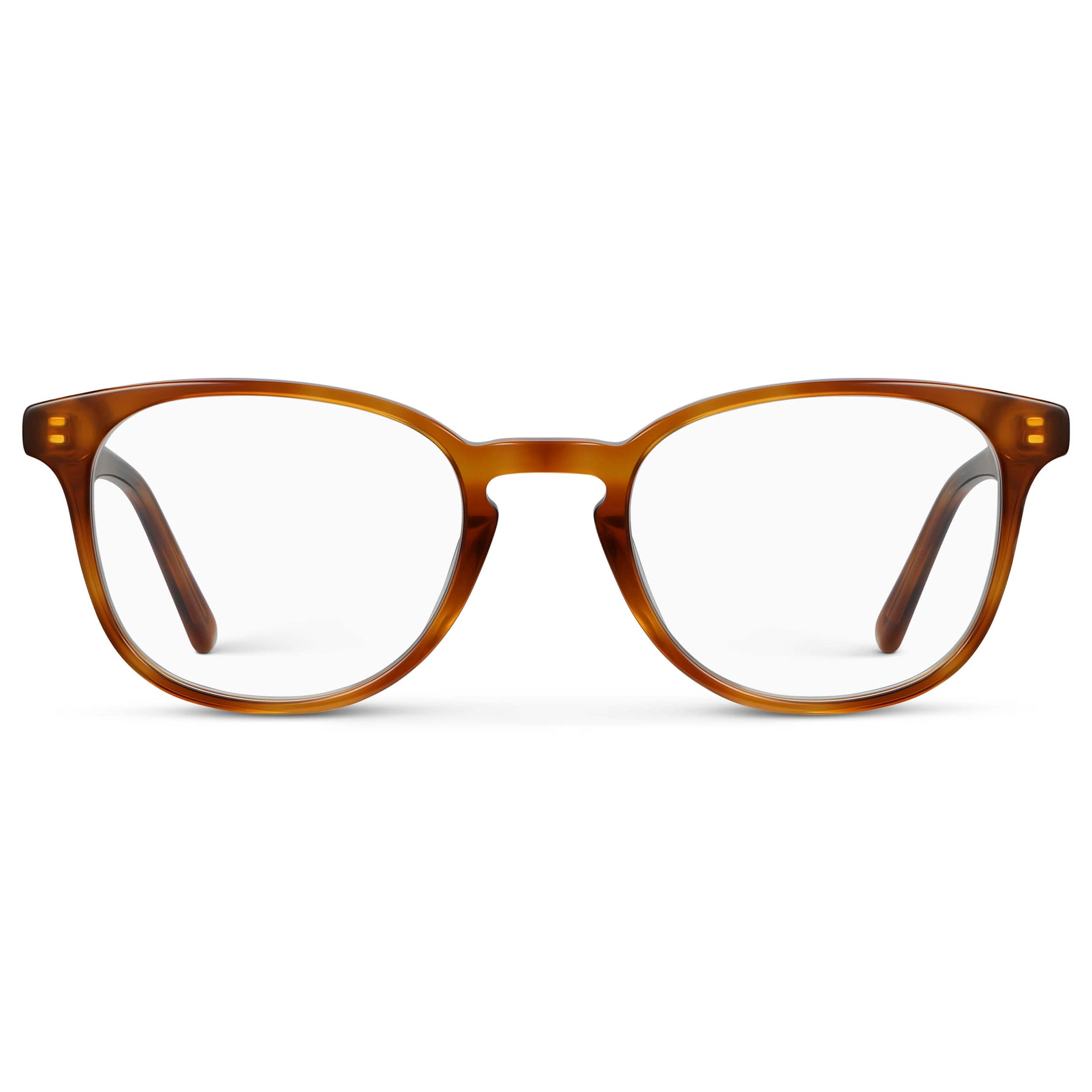 Honey Tortoise || Unisex Eyeglasses with Orange Honey Tortoise Acetate Frame and Clear Prescription Lens