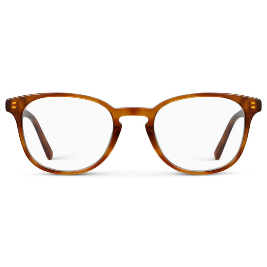 Honey Tortoise || Unisex Eyeglasses with Orange Honey Tortoise Acetate Frame and Clear Prescription Lens