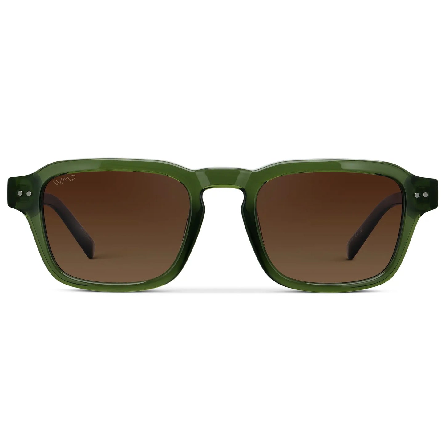 Jade Green / Brown Gold Gradient Lens || Men's Rectangular Polarized Sunglasses with Jade Green Acetate Frame and Brown Gold Gradient Lens