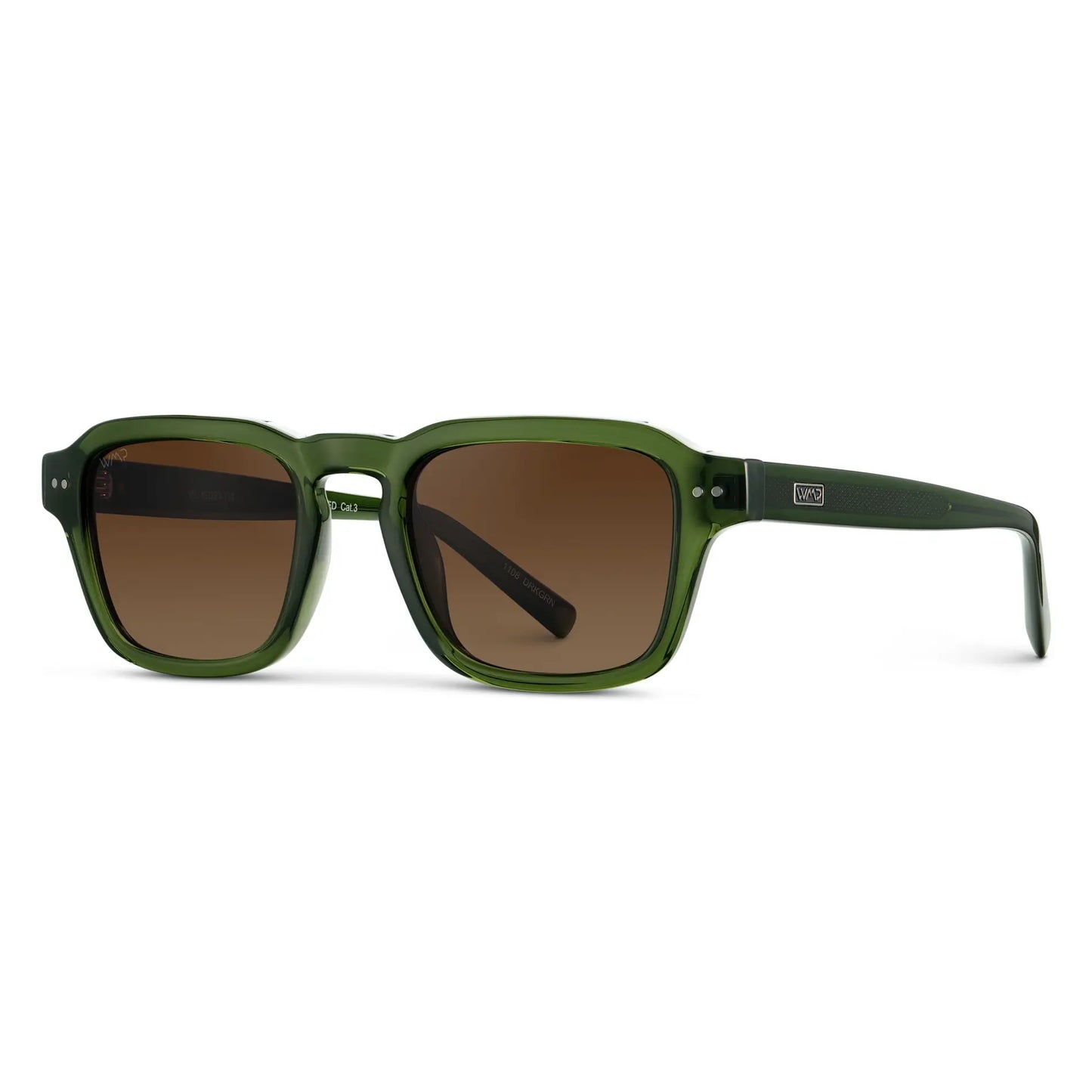 Jade Green / Brown Gold Gradient Lens || Men's Rectangular Polarized Sunglasses with Jade Green Acetate Frame and Brown Gold Gradient Lens