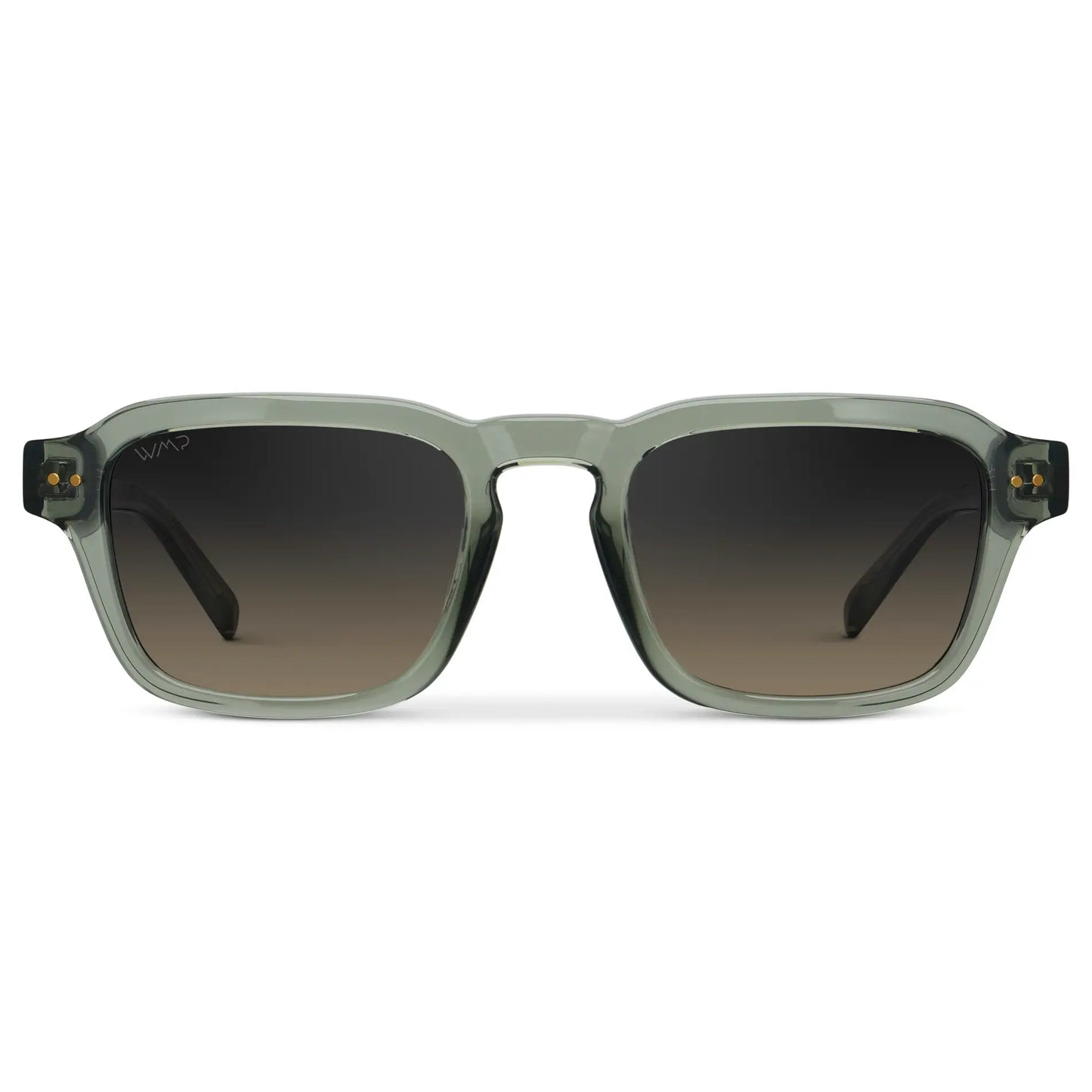 Sage Green / Grey Brown Gradient Lens || Men's Rectangular Polarized Sunglasses with Sage Green Acetate Frame and Grey Brown Gradient Lens