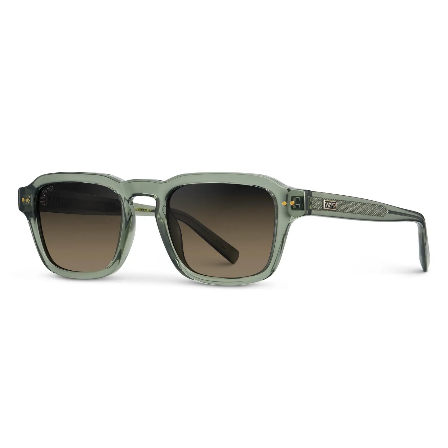 Sage Green / Grey Brown Gradient Lens || Men's Rectangular Polarized Sunglasses with Sage Green Acetate Frame and Grey Brown Gradient Lens