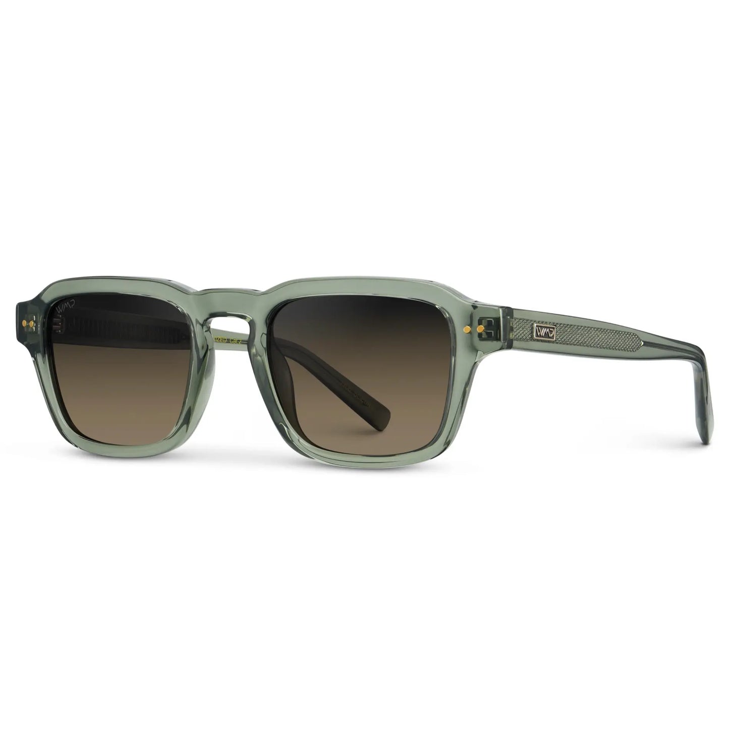 Sage Green / Grey Brown Gradient Lens || Men's Rectangular Polarized Sunglasses with Sage Green Acetate Frame and Grey Brown Gradient Lens